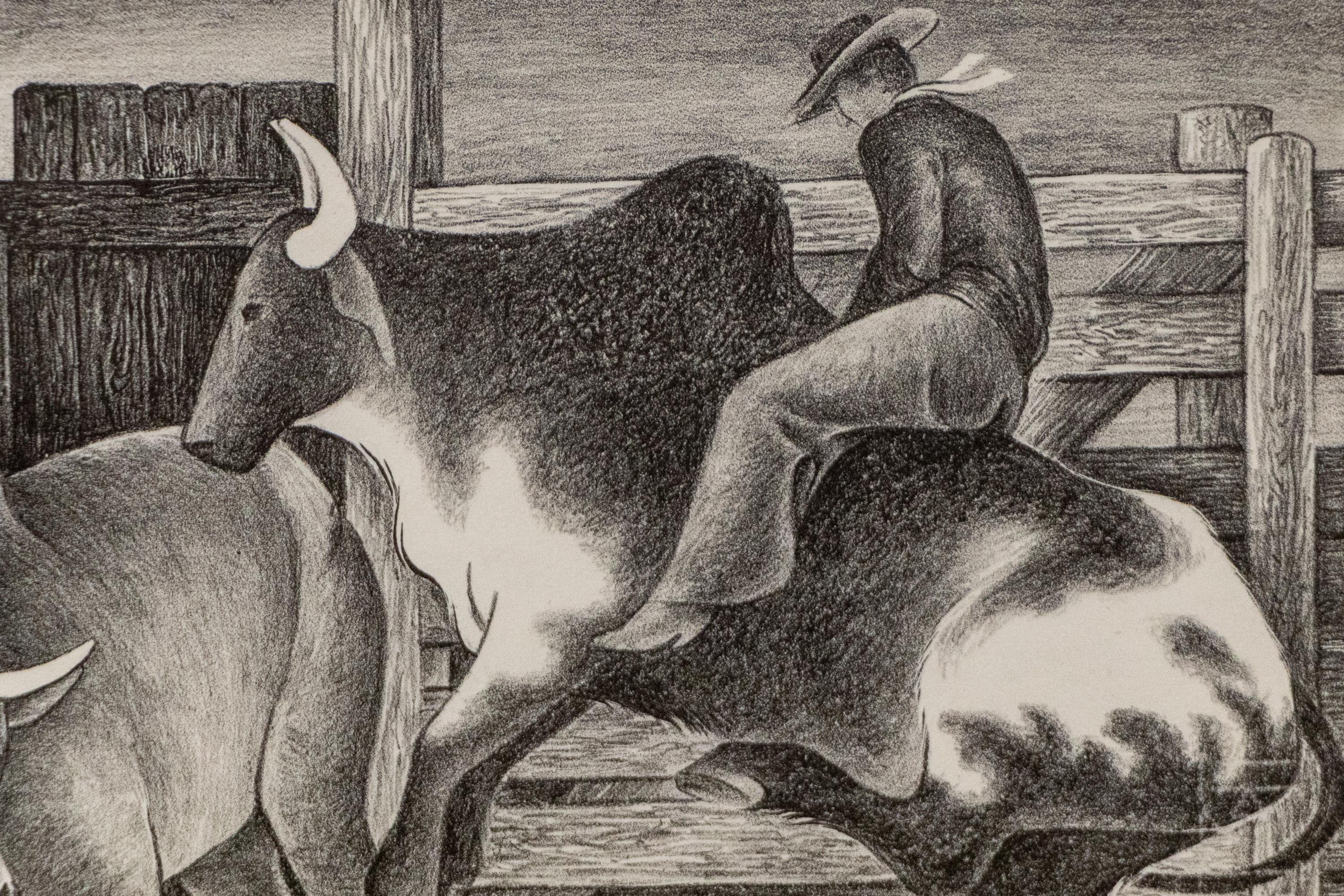 Ethel Magafan Modernist Rodeo Lithograph 