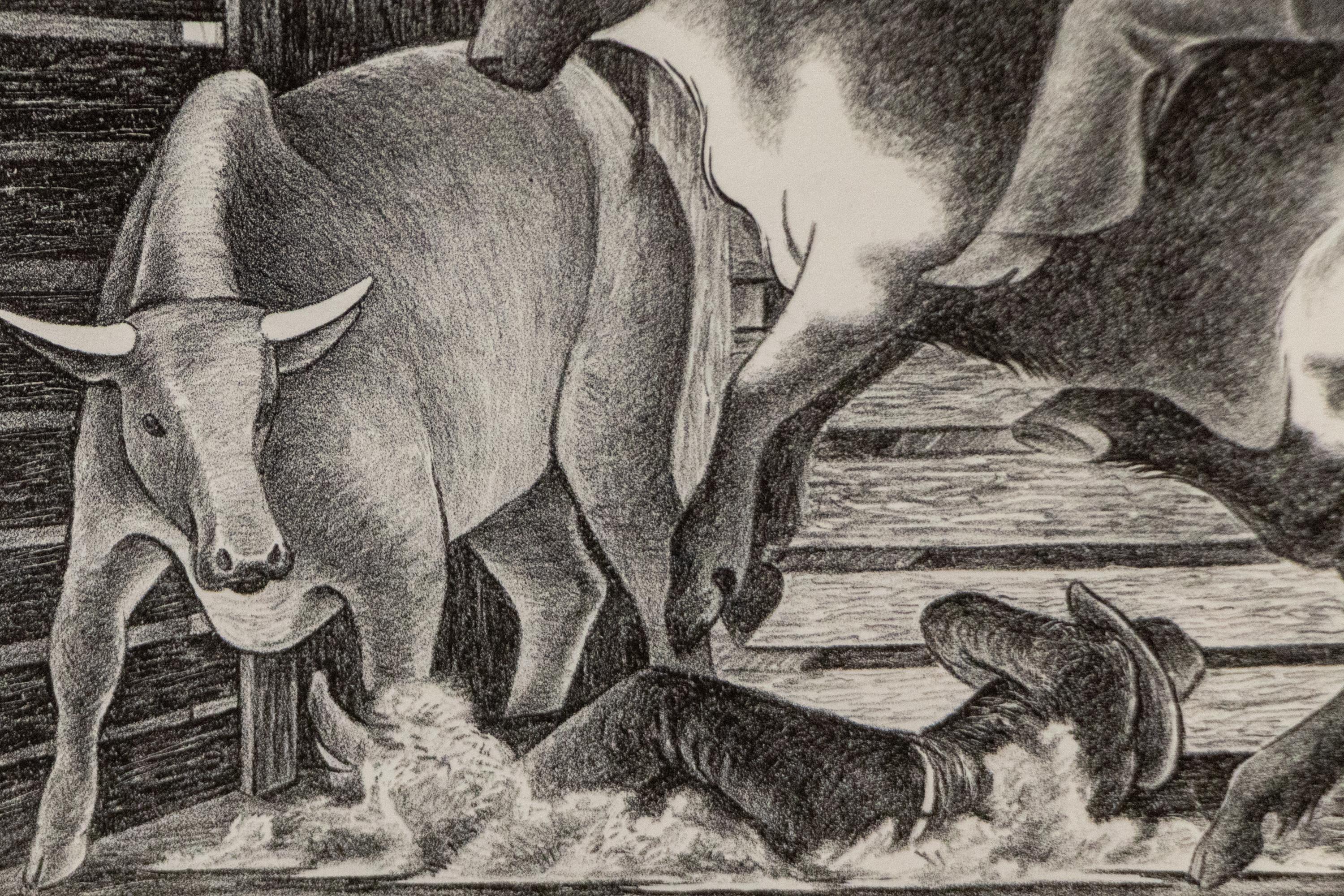 Ethel Magafan Modernist Rodeo Lithograph 