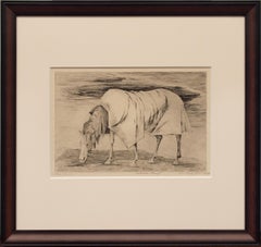 Vintage Lone Horse ( Artist Proof), 1940s American Modernist Portrait of Horse Print