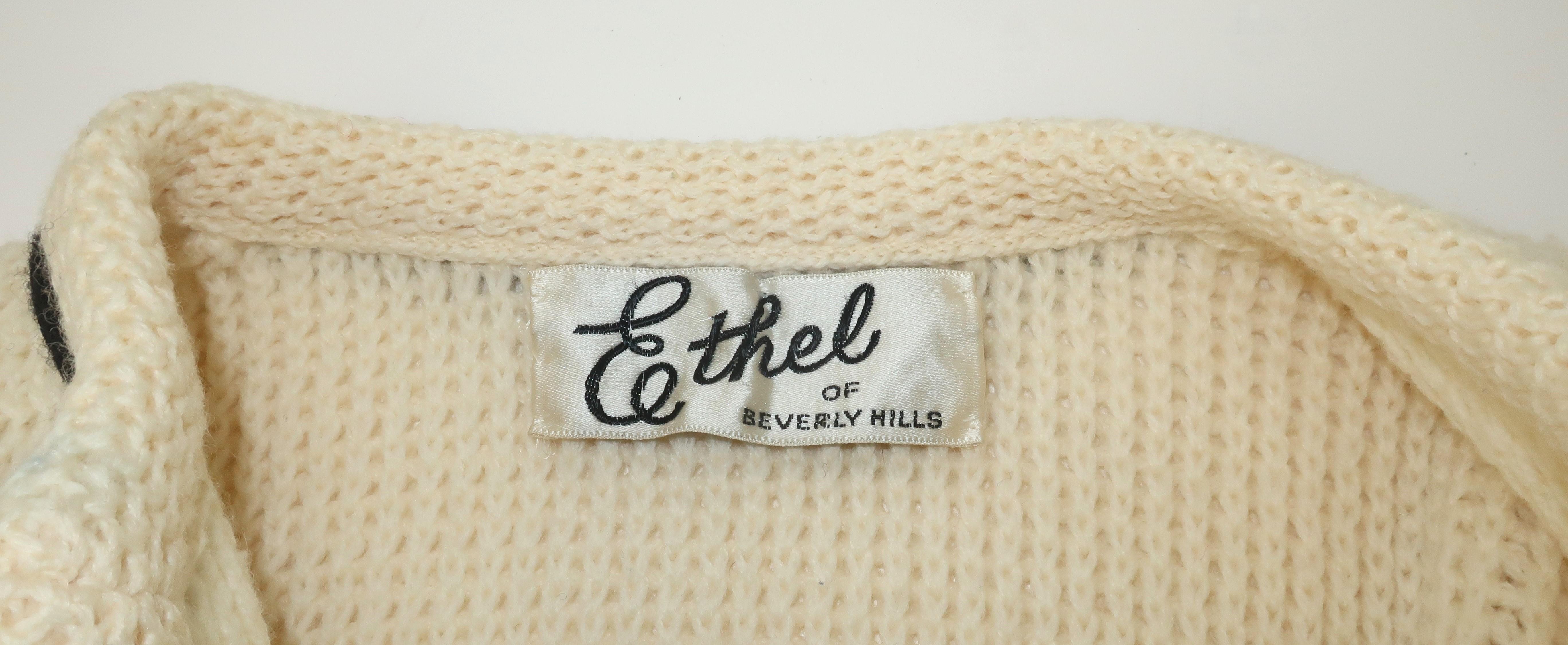 Ethel of Beverly Hills Wool Novelty Travel Sweater, C.1960 5