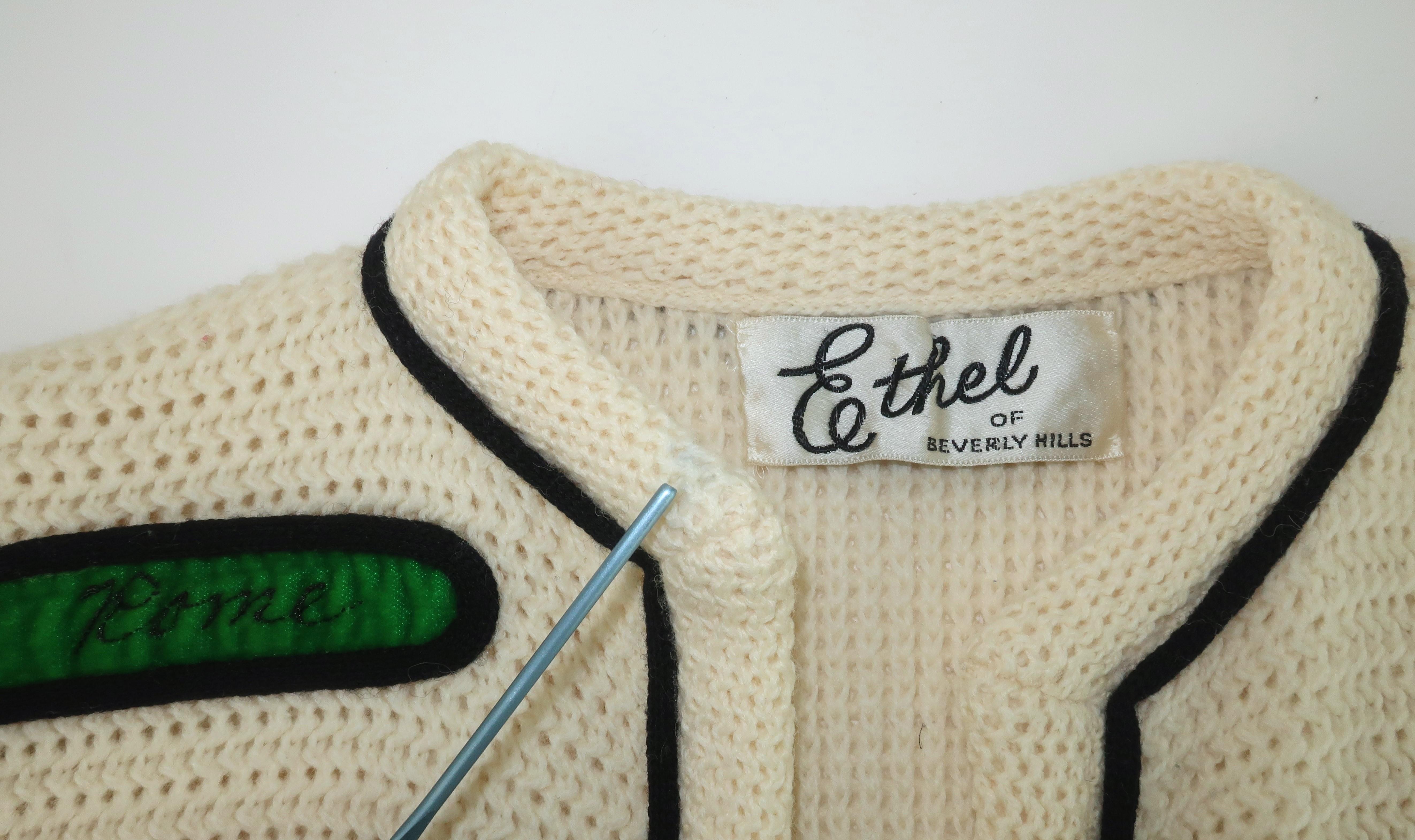 Ethel of Beverly Hills Wool Novelty Travel Sweater, C.1960 8