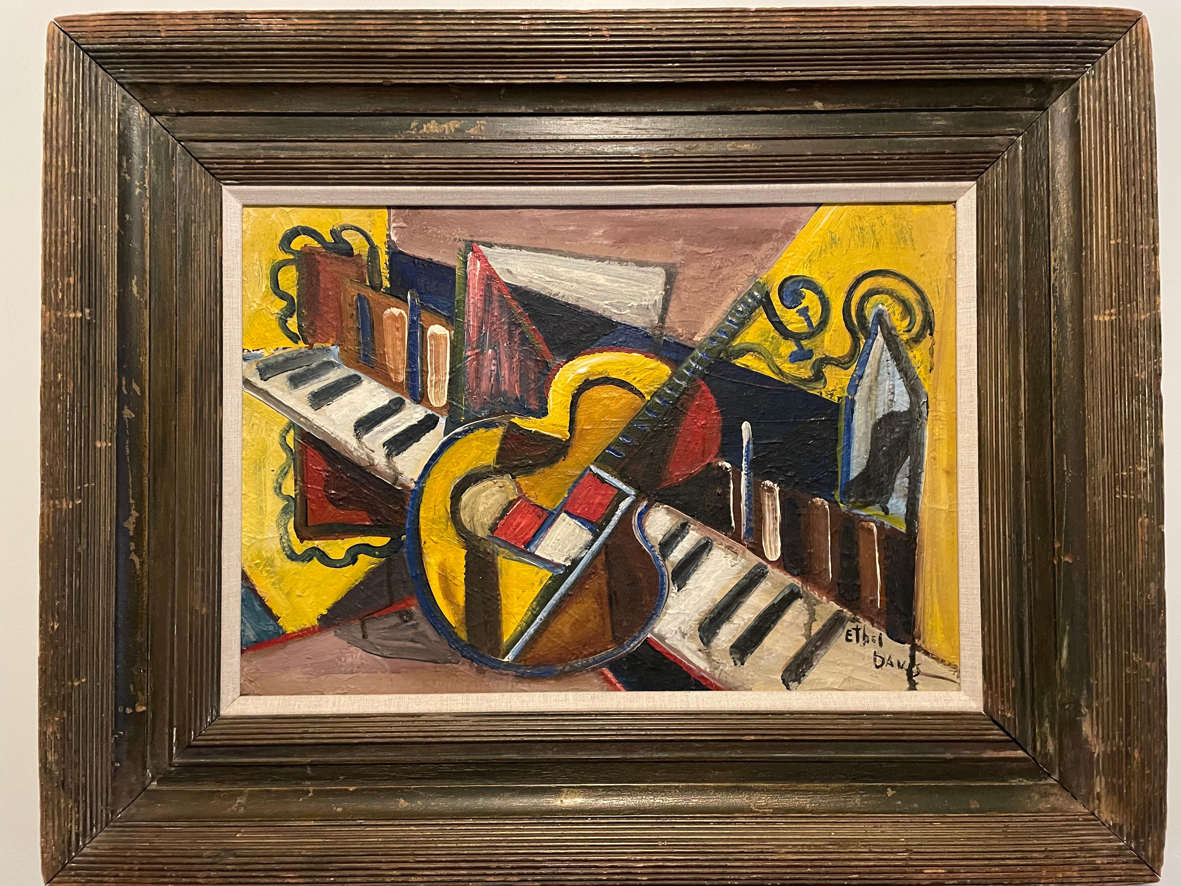 Ethel Rosetta Davis Abstract Painting - Southern Modernist Abstract Musical Oil Painting by Ethel Davis, Alabama 1940