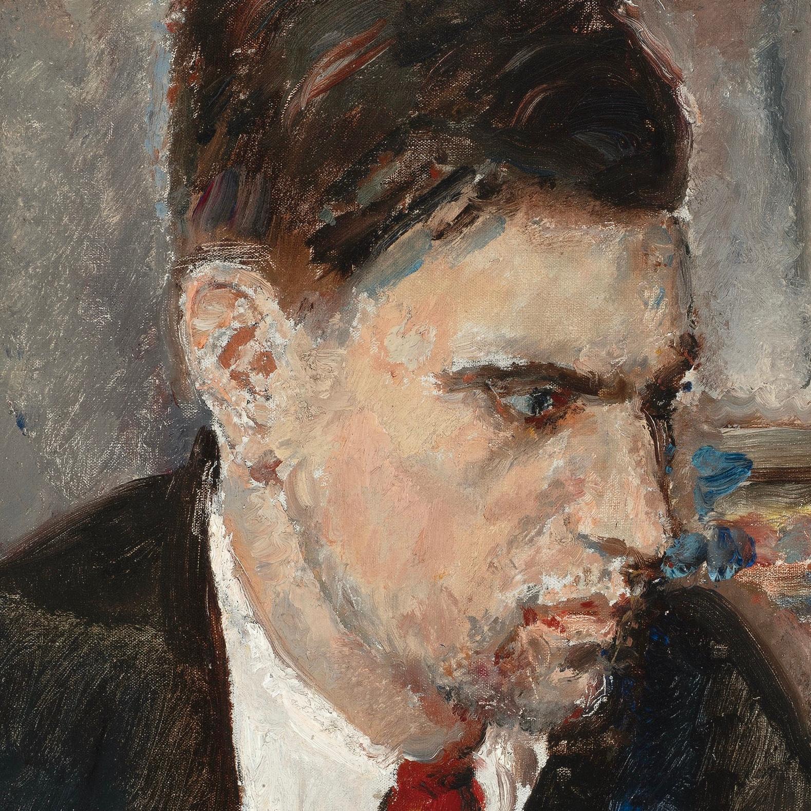 Giovane uomo con cravatta rossa - Painting Postimpressionismo di Ethel Walker