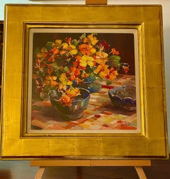 Flowers on Checkerboard Cloth, Autumn Colors, Scottish 20th Century