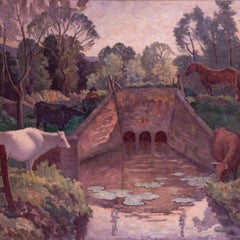 Óleo de Ethelbert White 'El abrevadero', Británico, Siglo XX
