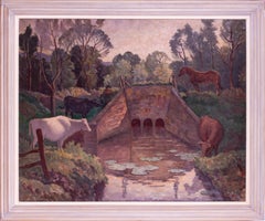 Óleo de Ethelbert White 'El abrevadero', Británico, Siglo XX