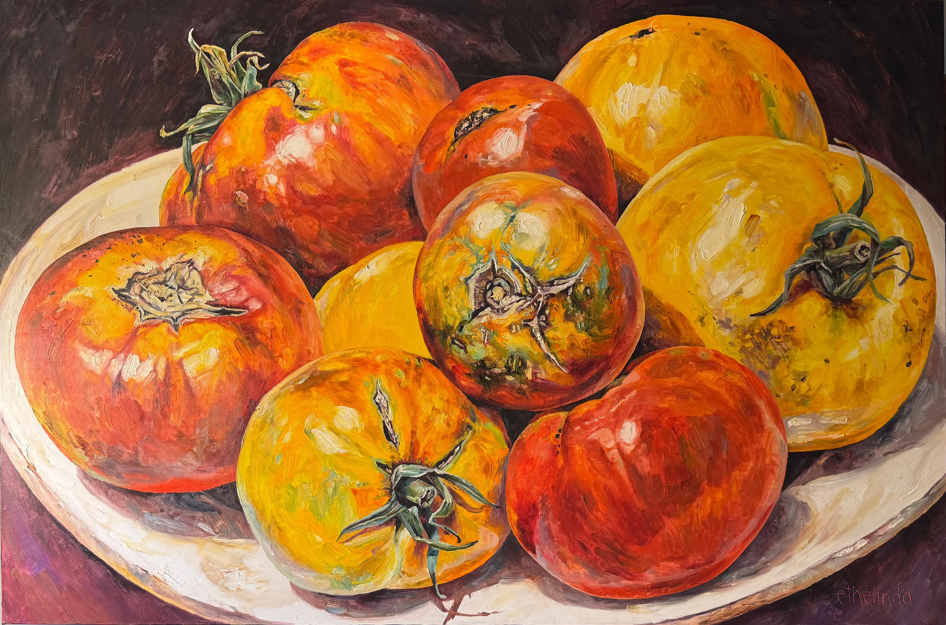 Tomatoes by Ethelinda, 32x50" oil on canvas