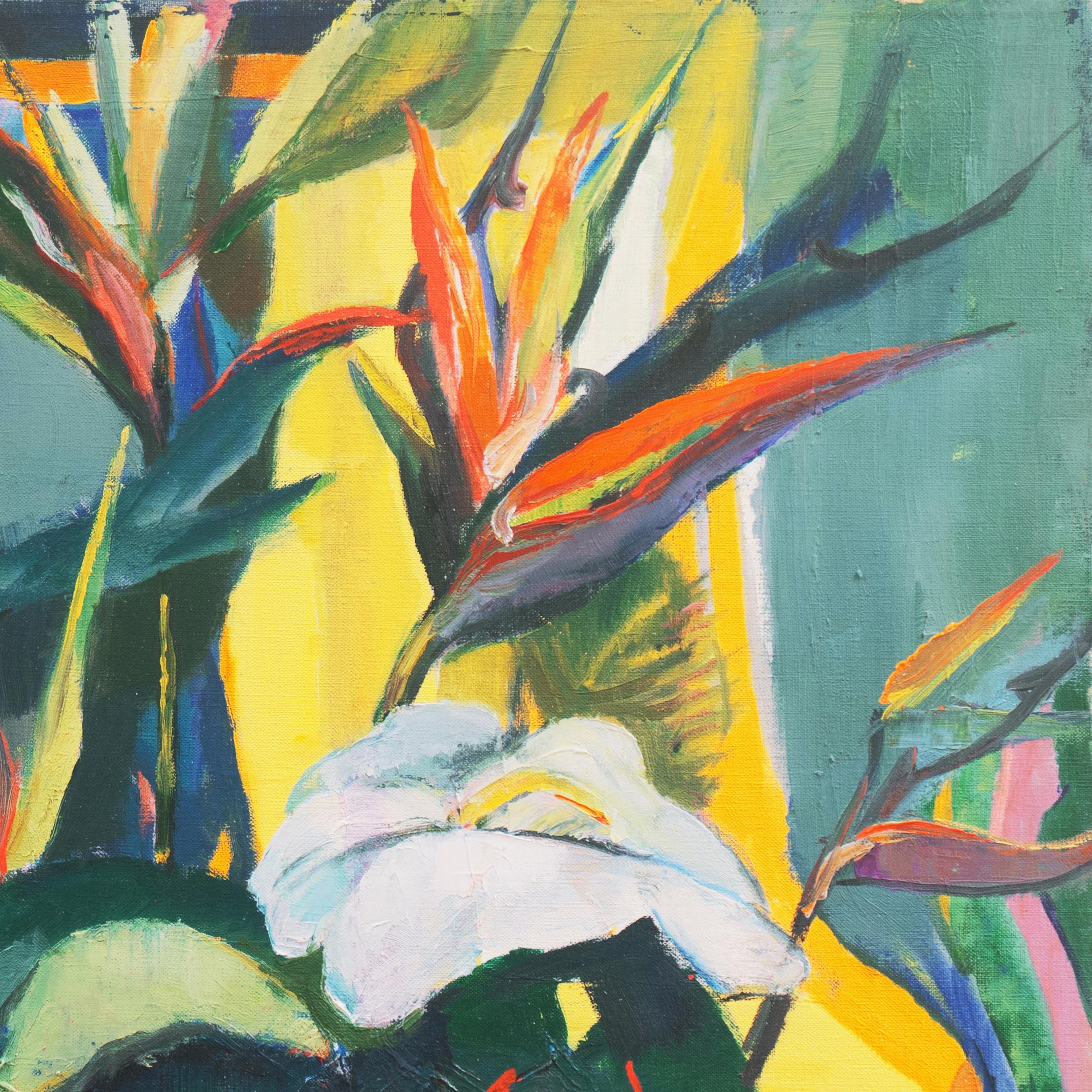 'Birds of Paradise, Hawaii', Mid-century, New York Woman Artist, Woodstock, ASL - Modern Painting by Ethelyn Cobb