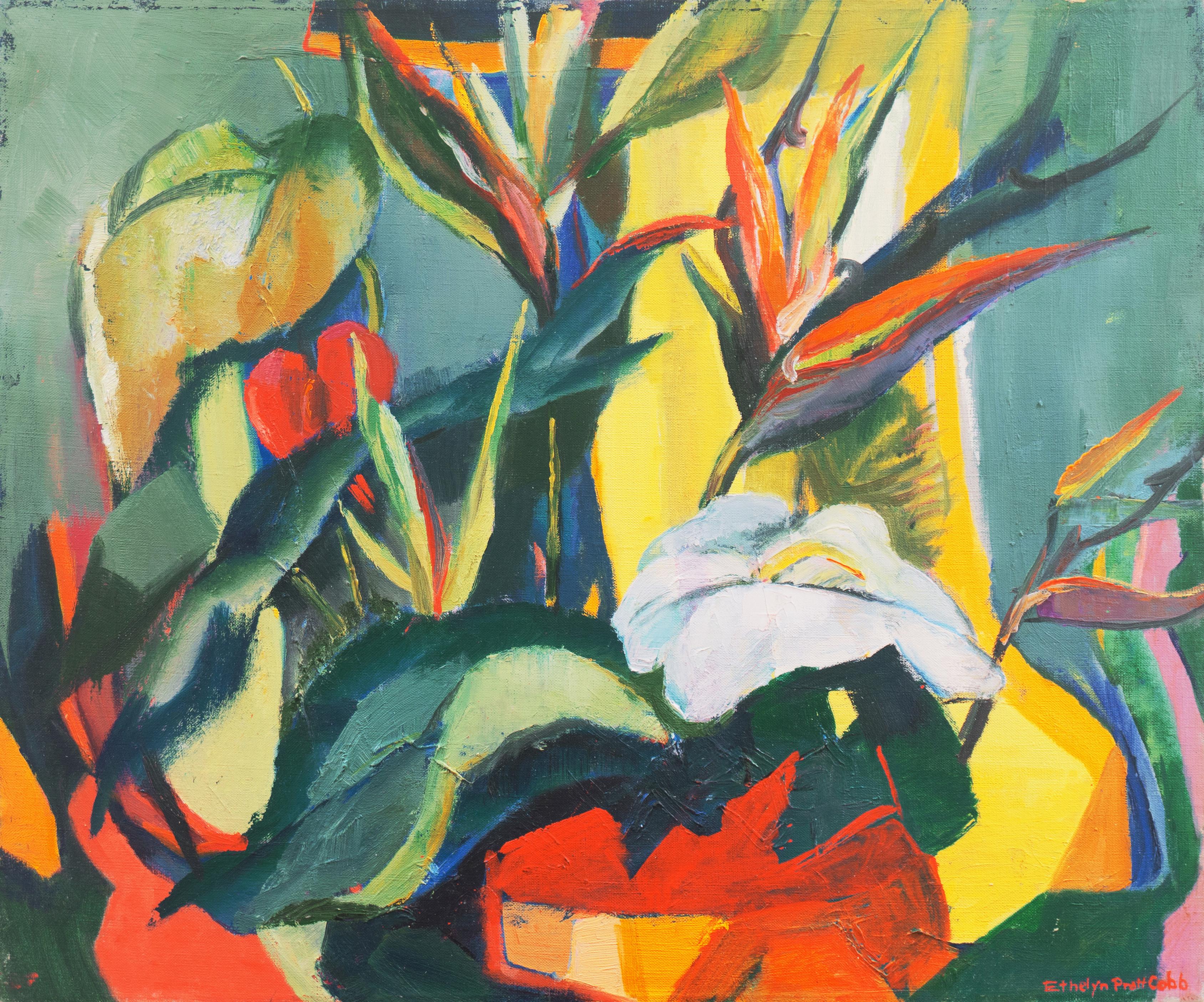 Ethelyn Cobb Still-Life Painting - 'Birds of Paradise, Hawaii', Mid-century, New York Woman Artist, Woodstock, ASL