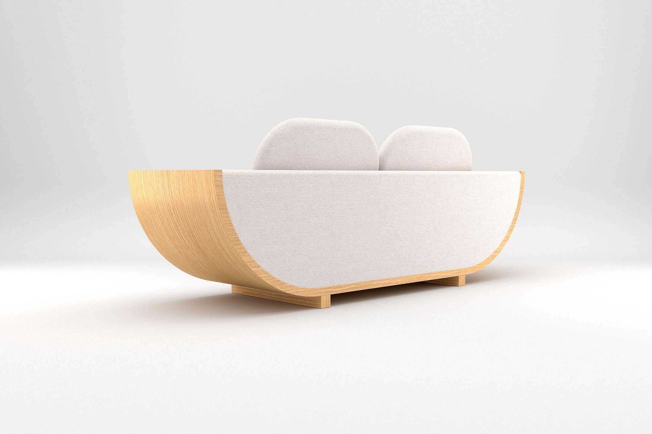 Européen Ether 2 and 3 Seat Sofa - Modernity White Sofas with Wooden Base en vente