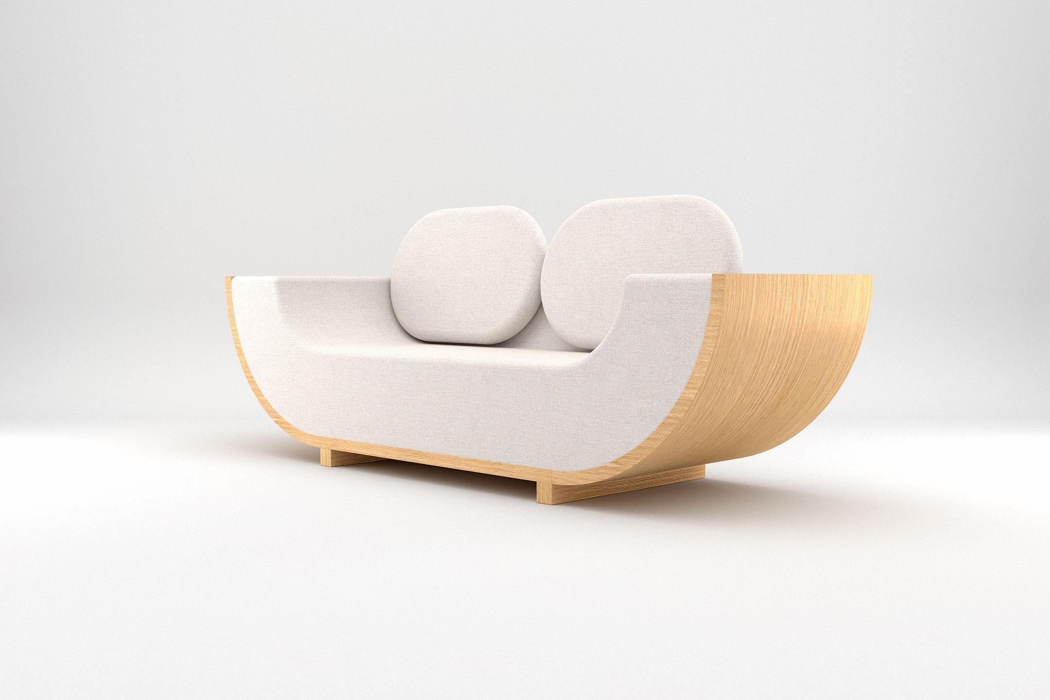 Ether 2 and 3 Seat Sofa - Modernity White Sofas with Wooden Base Neuf - En vente à London, GB