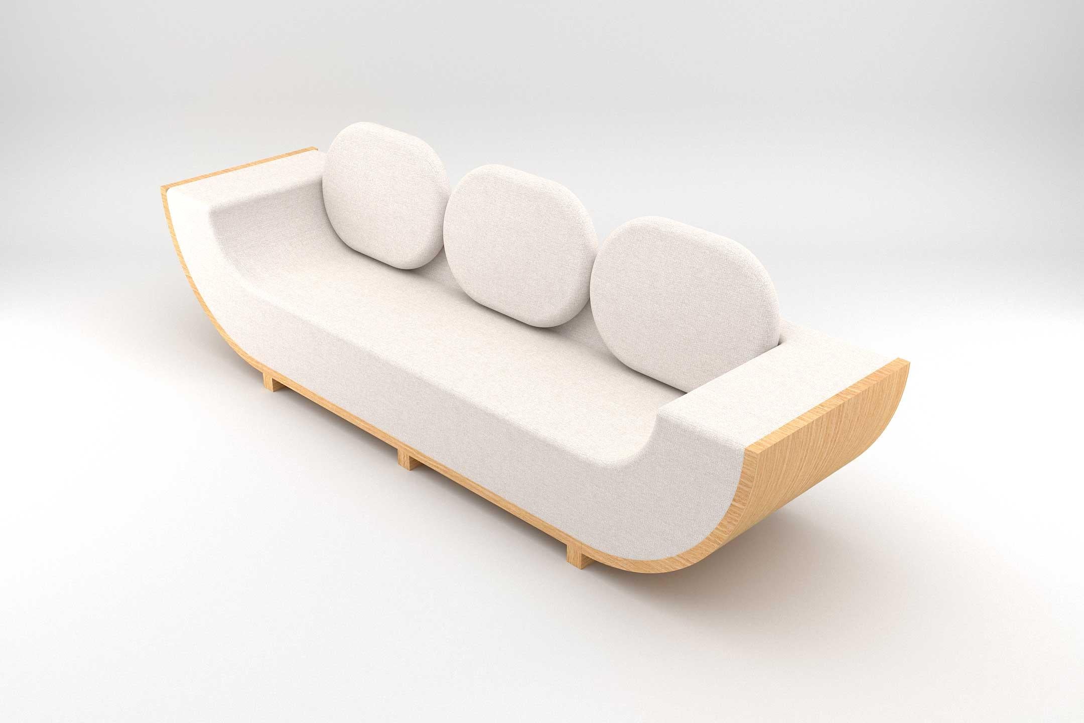 Sofá 3 plazas Ether - Sofá moderno artesanal con base de madera natural Europeo en venta