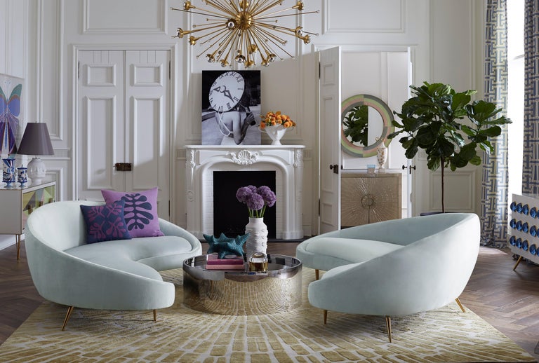 Contemporary Ether Curved Velvet Sofa