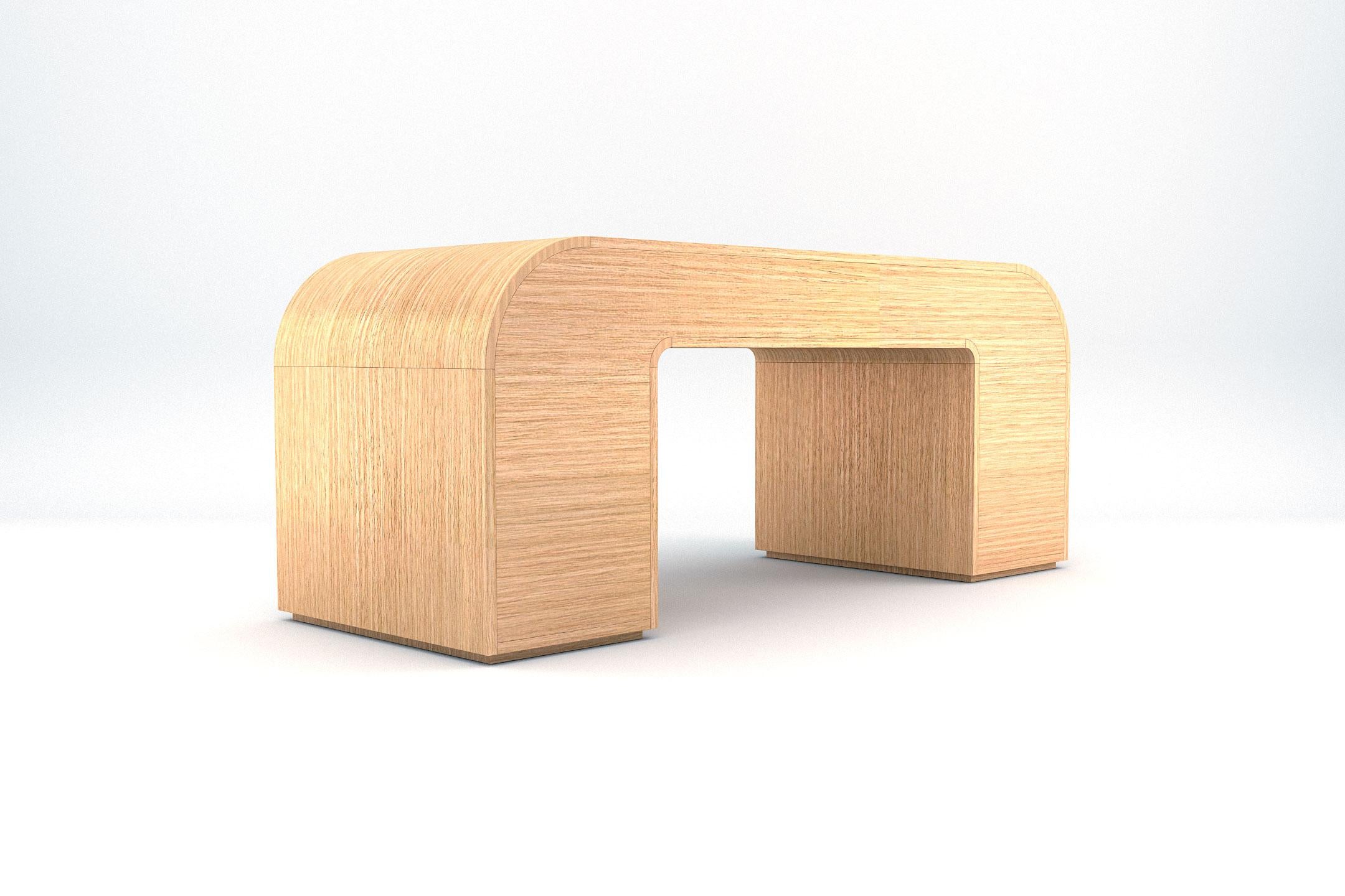 Escritorio Ether - Escritorio moderno artesanal de madera natural y lacado blanco Moderno en venta