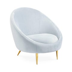 Ether Lounge Chair in Ice Blue Velvet