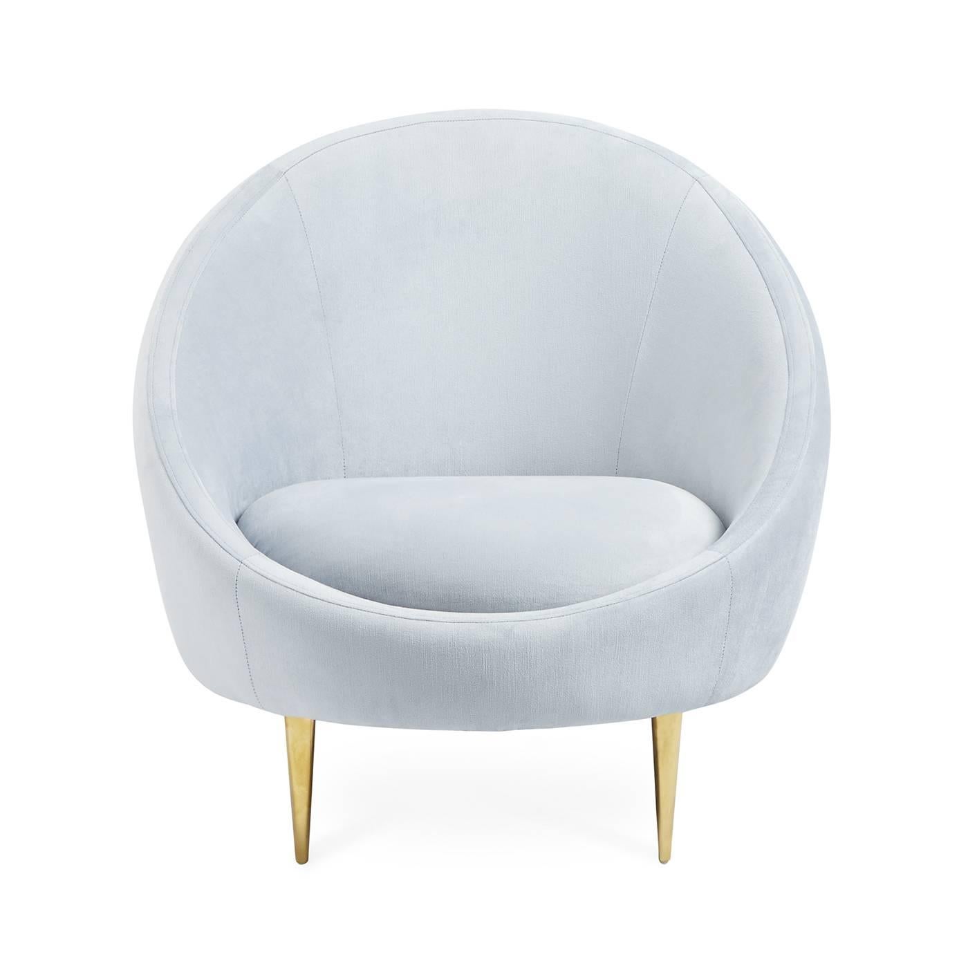 Ether Lounge Chair aus eisblauem Samt (Moderne) im Angebot