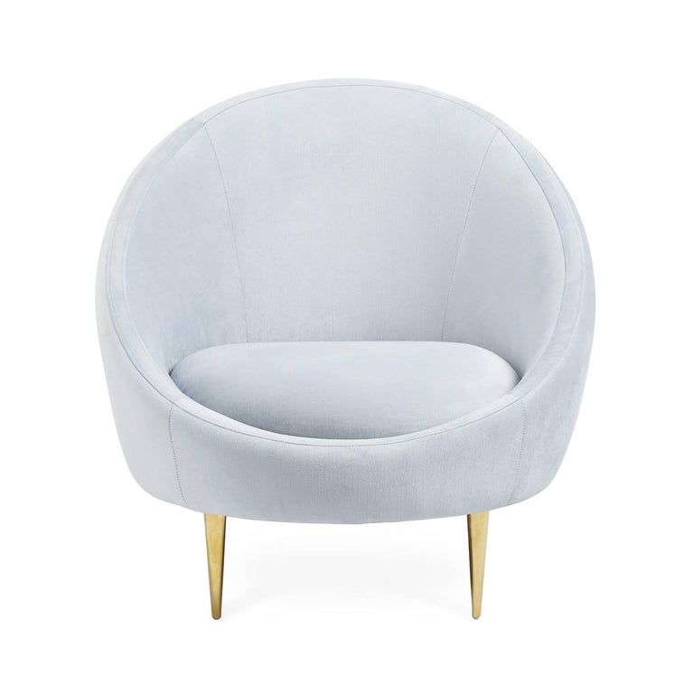 Modern Ether Lounge Chair in Ice Blue Velvet For Sale