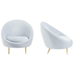 Ether Lounge Chair in Ice Blue Velvet
