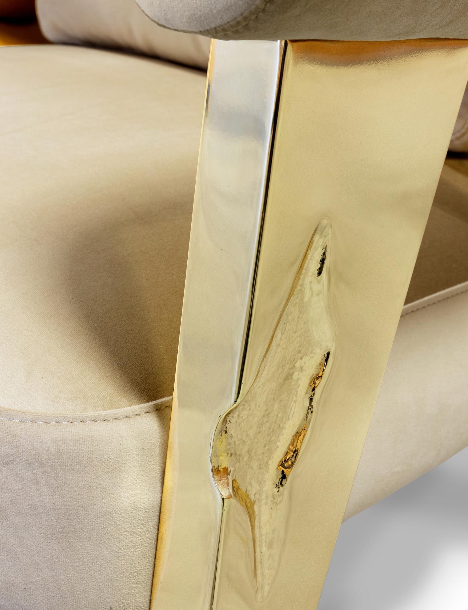 Sillón Ethereal - Latón martillado pulido a mano y tela - Boca Do Lobo en venta 5