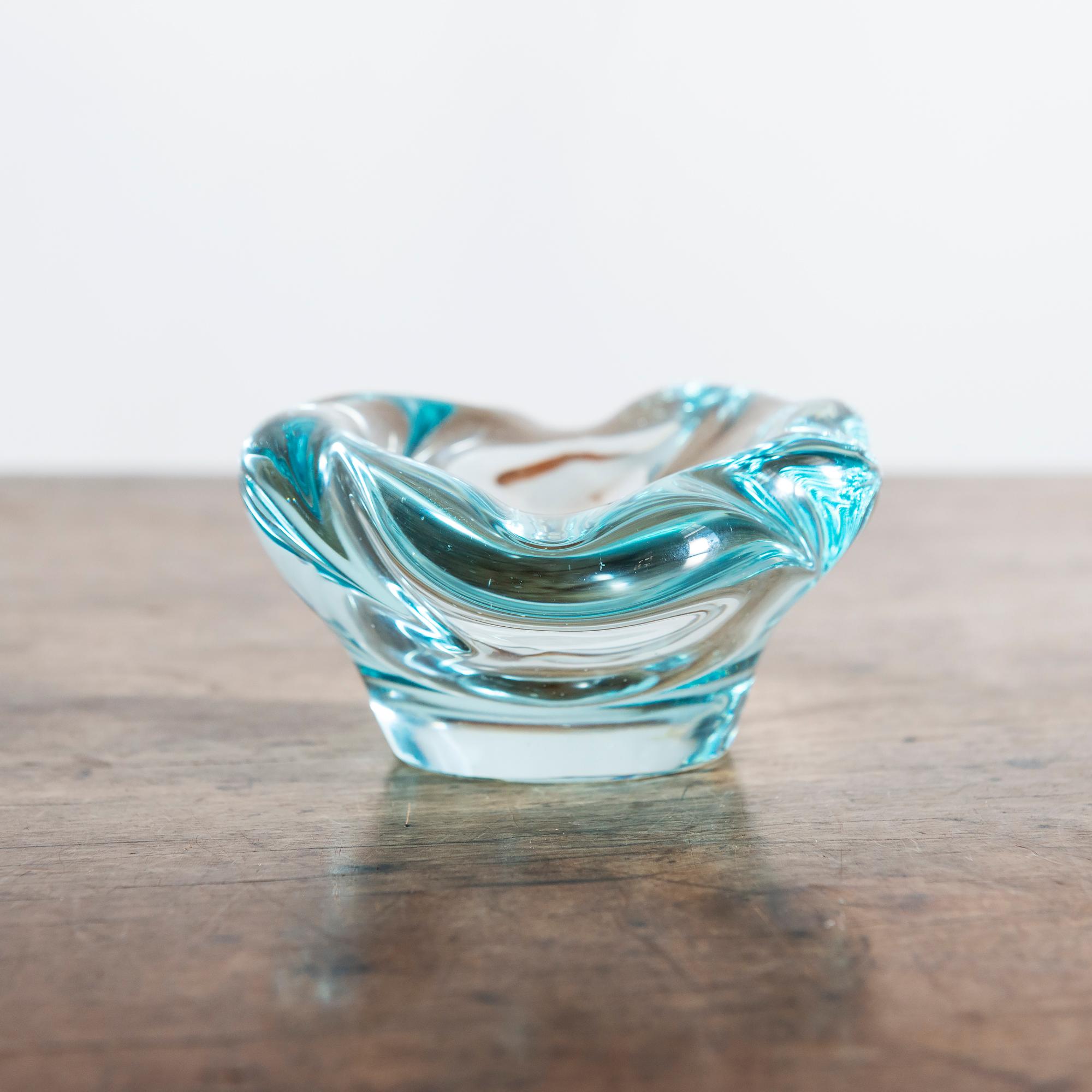 French Ethereal Blue Crystal Bowl by Daum, France, 1950s