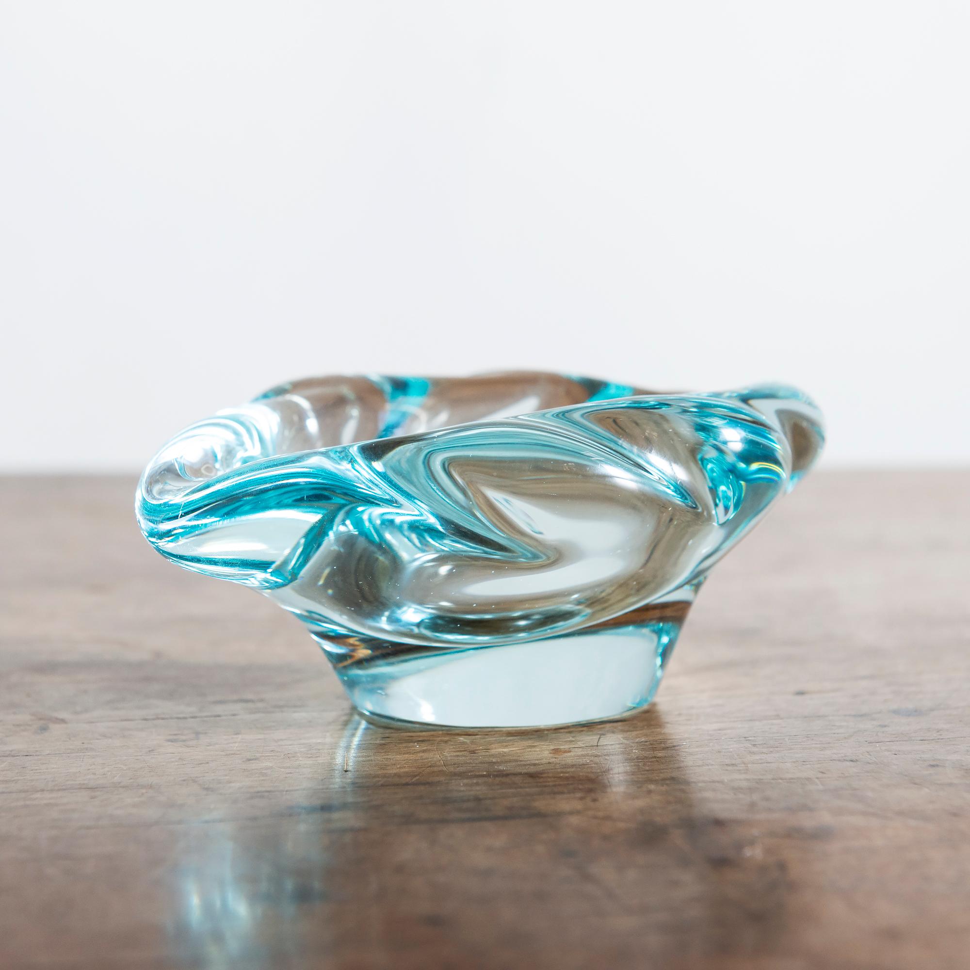 Ethereal Blue Crystal Bowl by Daum, France, 1950s In Good Condition In Sylacauga, AL