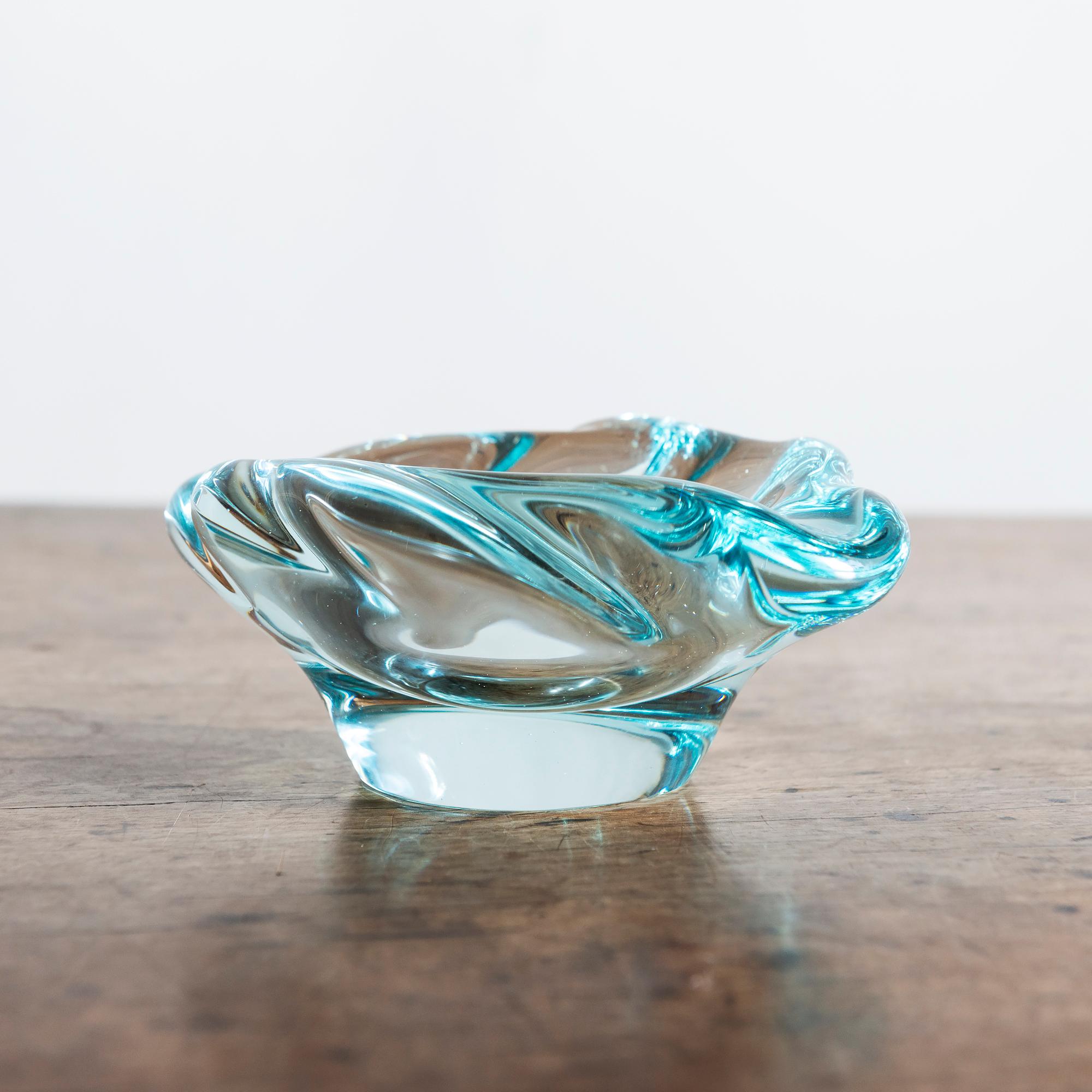 Mid-20th Century Ethereal Blue Crystal Bowl by Daum, France, 1950s