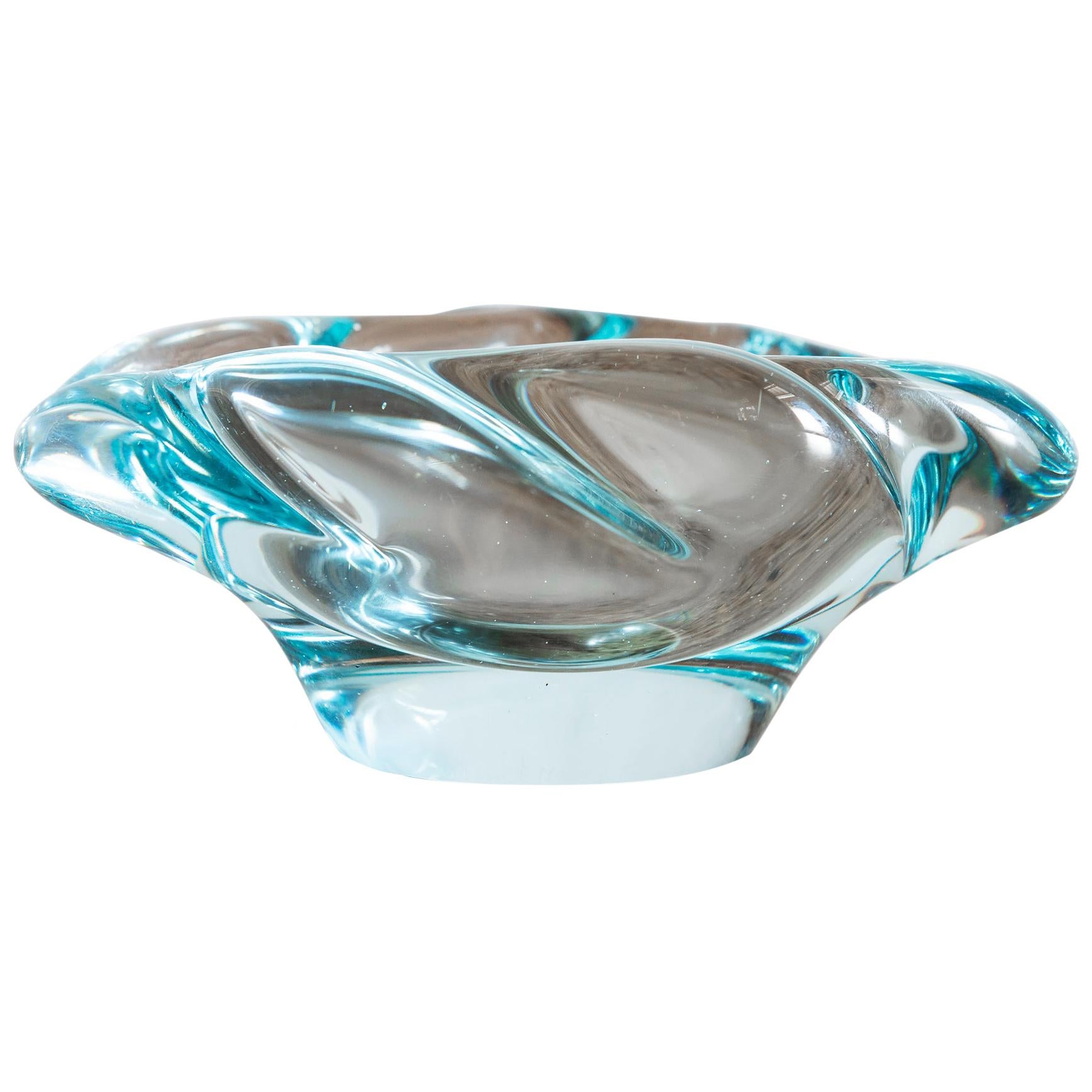 Ethereal Blue Crystal Bowl by Daum, France, 1950s