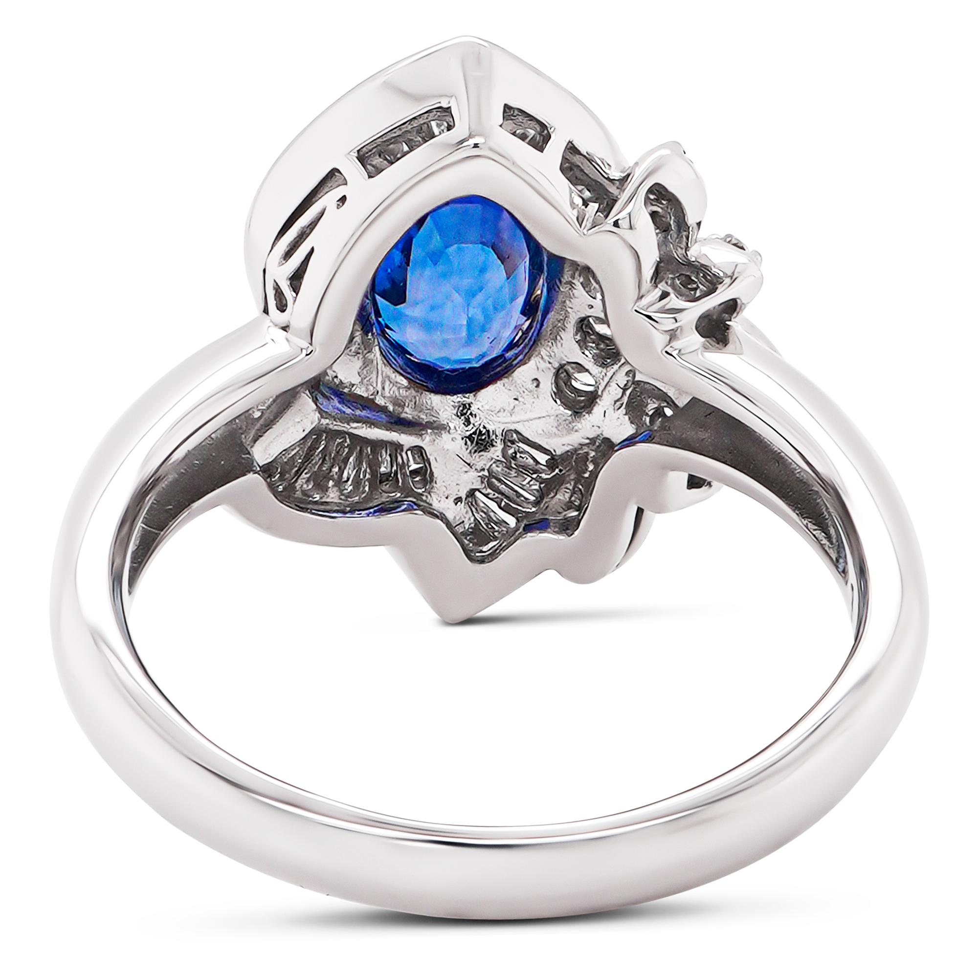 Ätherischer Blauer Majestät 1,85 Karat Lebendiger Saphir & Diamant Solitär Ring (Art déco) im Angebot