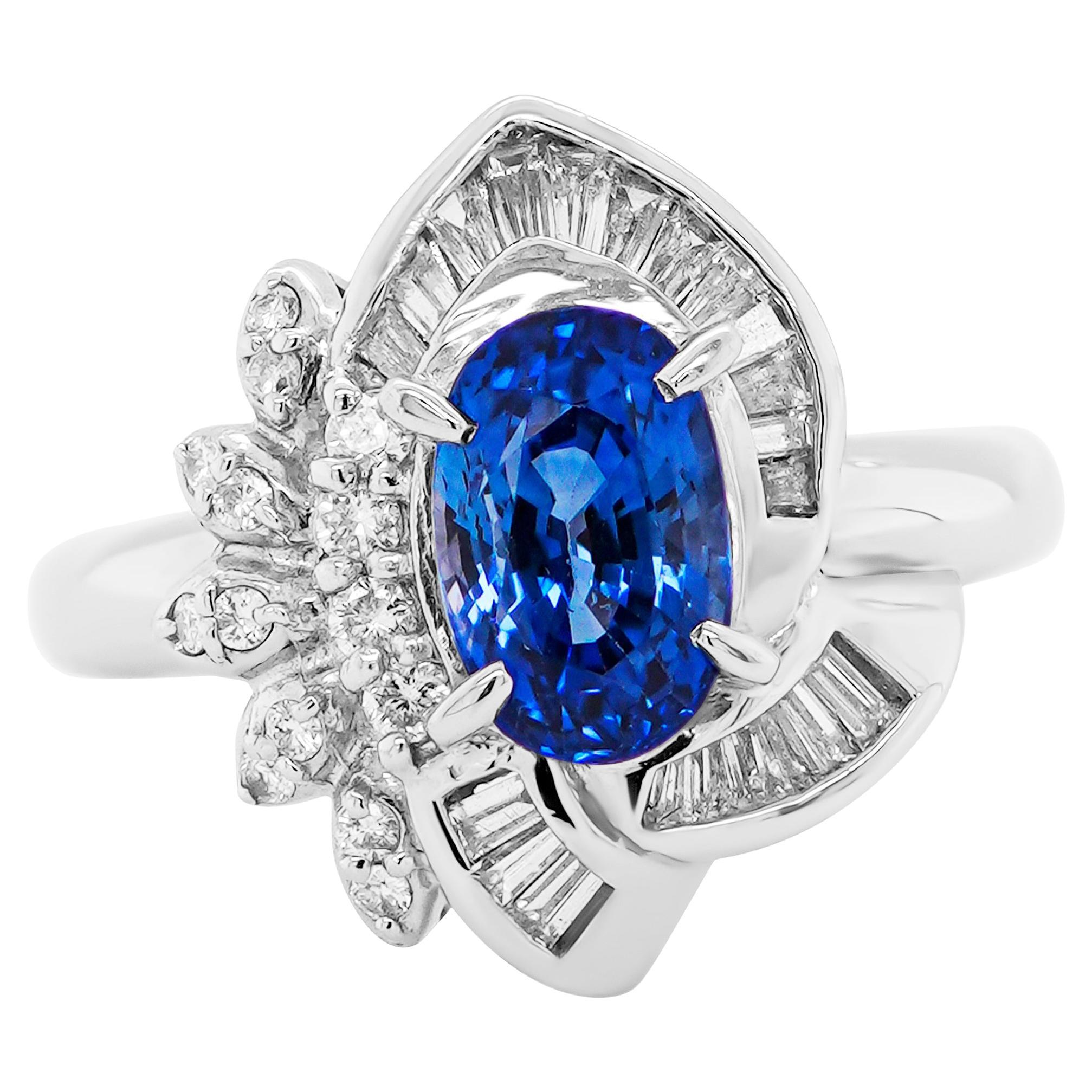 Ätherischer Blauer Majestät 1,85 Karat Lebendiger Saphir
Diamant Solitär Ring