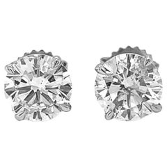 Ethereal Brilliance: 3.39ct Natural Diamond Stud Earrings in 14k White Gold
