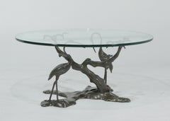 Ätherische Bronze Verdigris patiniert Bonsai Baum und Kranich Couchtisch Basis