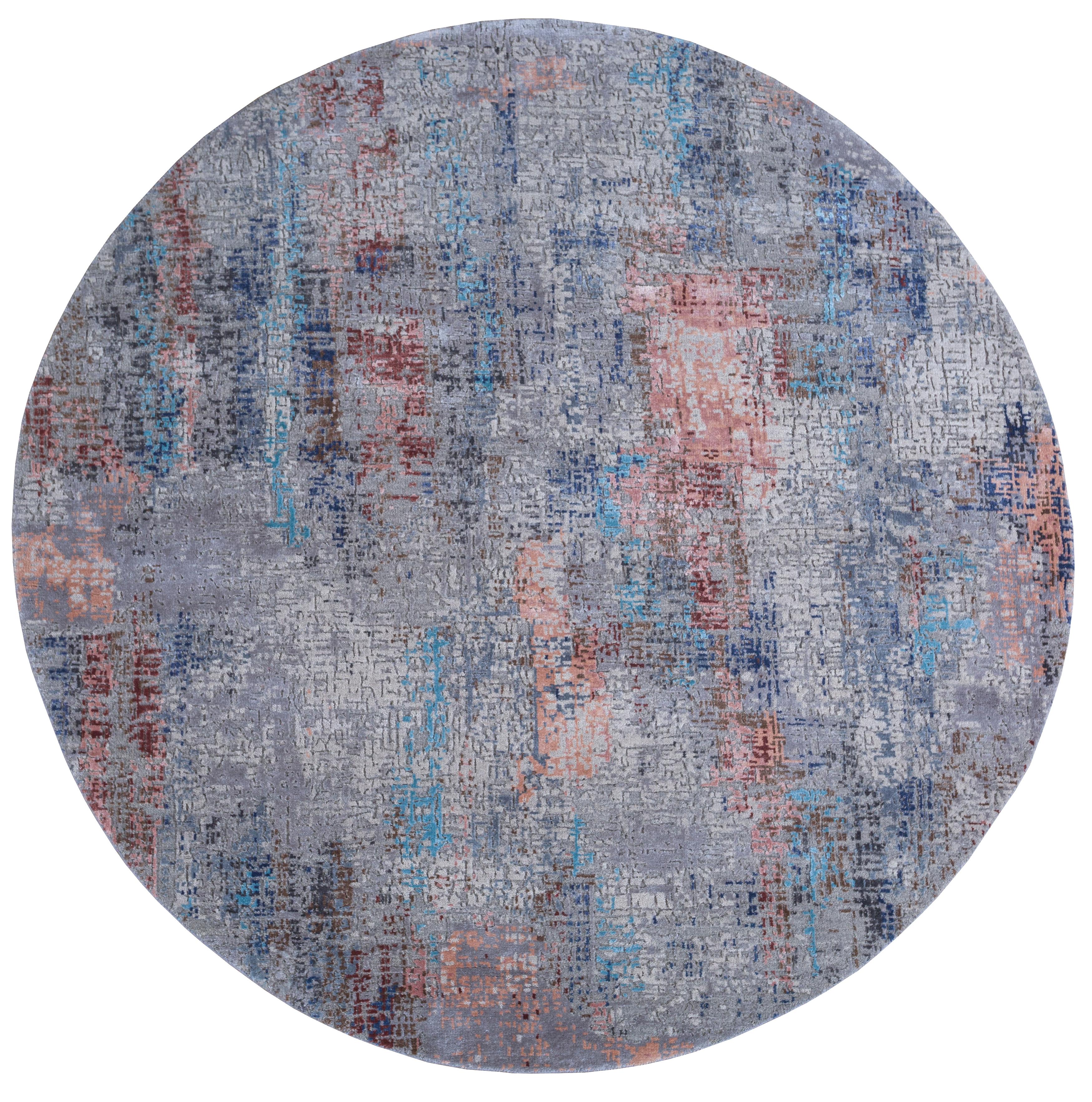 Elegance Soft Gray Ivory Tapis noué à la main