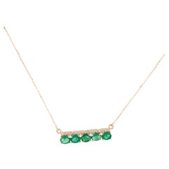 14K Smaragd & Diamant-Bar-Anhänger Halskette - Exquisite Edelstein Statement Piece