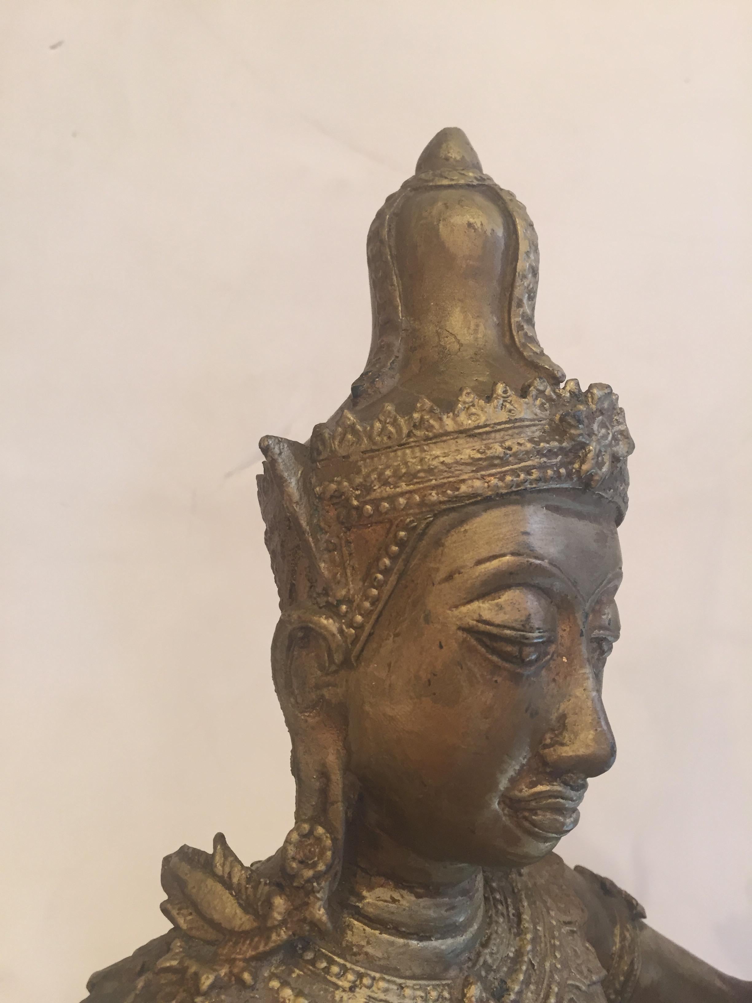 Late 20th Century Ethereal Gilt Bronze Thai Deity Sculpture