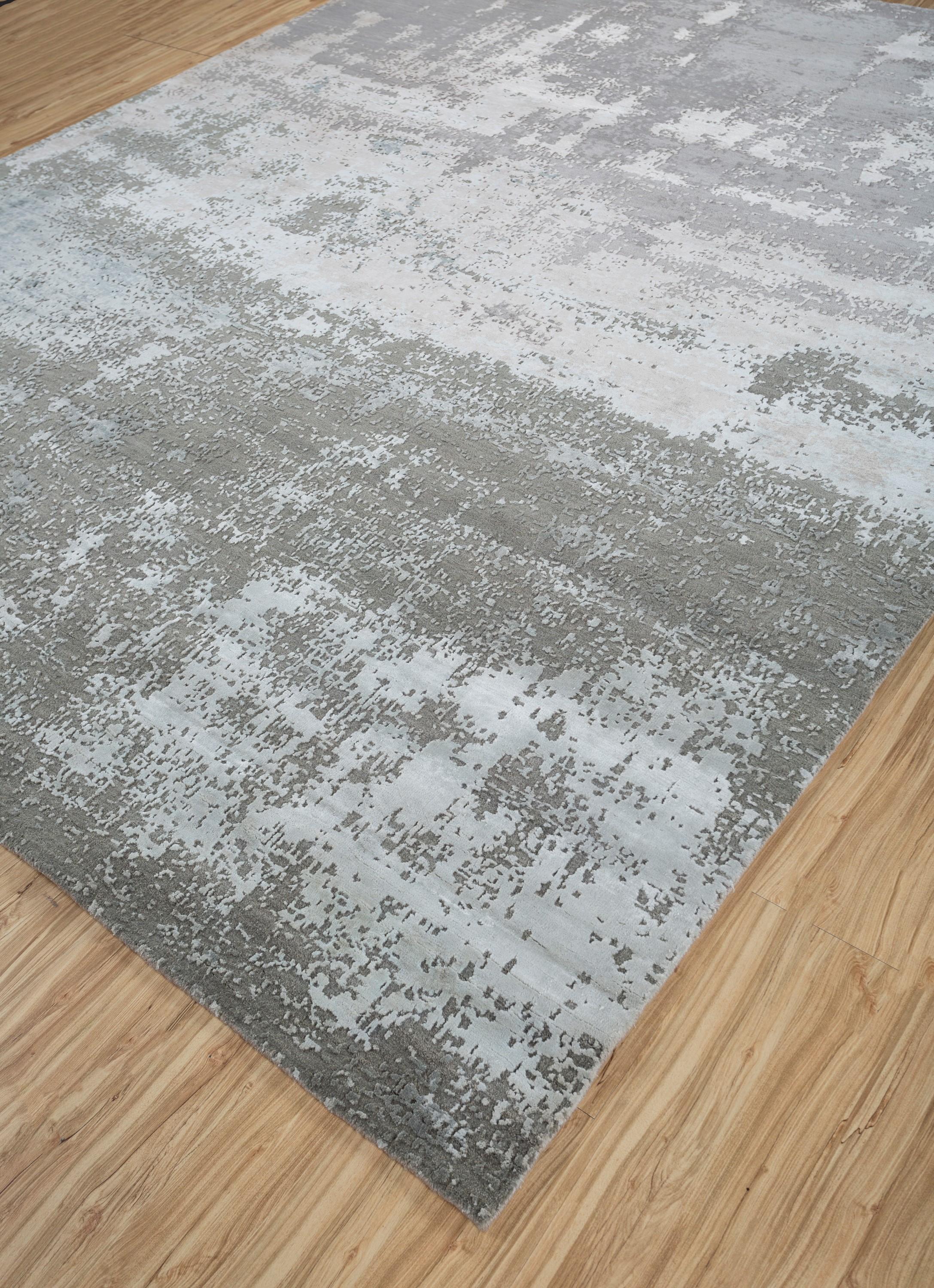 Modern Ethereal Glow Classic Gray & Ice Blue 200X300 cm Handknotted Rug For Sale