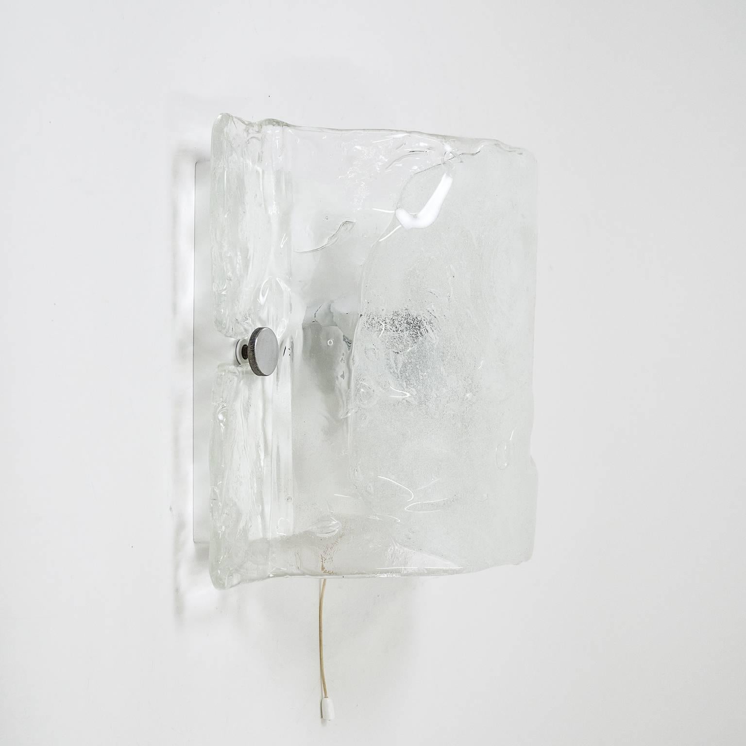 Lacquered Ethereal Kalmar Glass Wall Light, 1970s For Sale