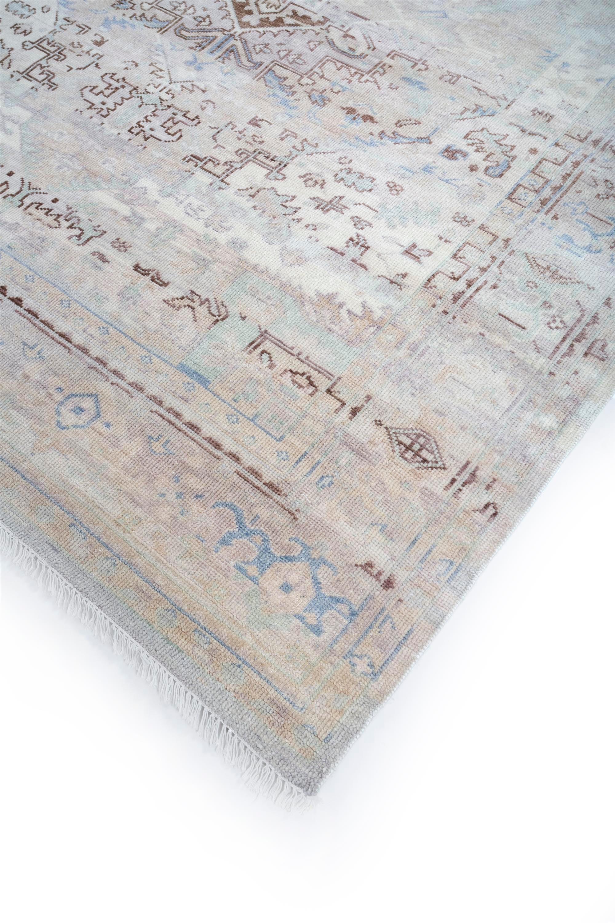 Ethereal Lagoon Blanco y Blanco 240x300 cm Alfombra Anudada a Mano Indio en venta