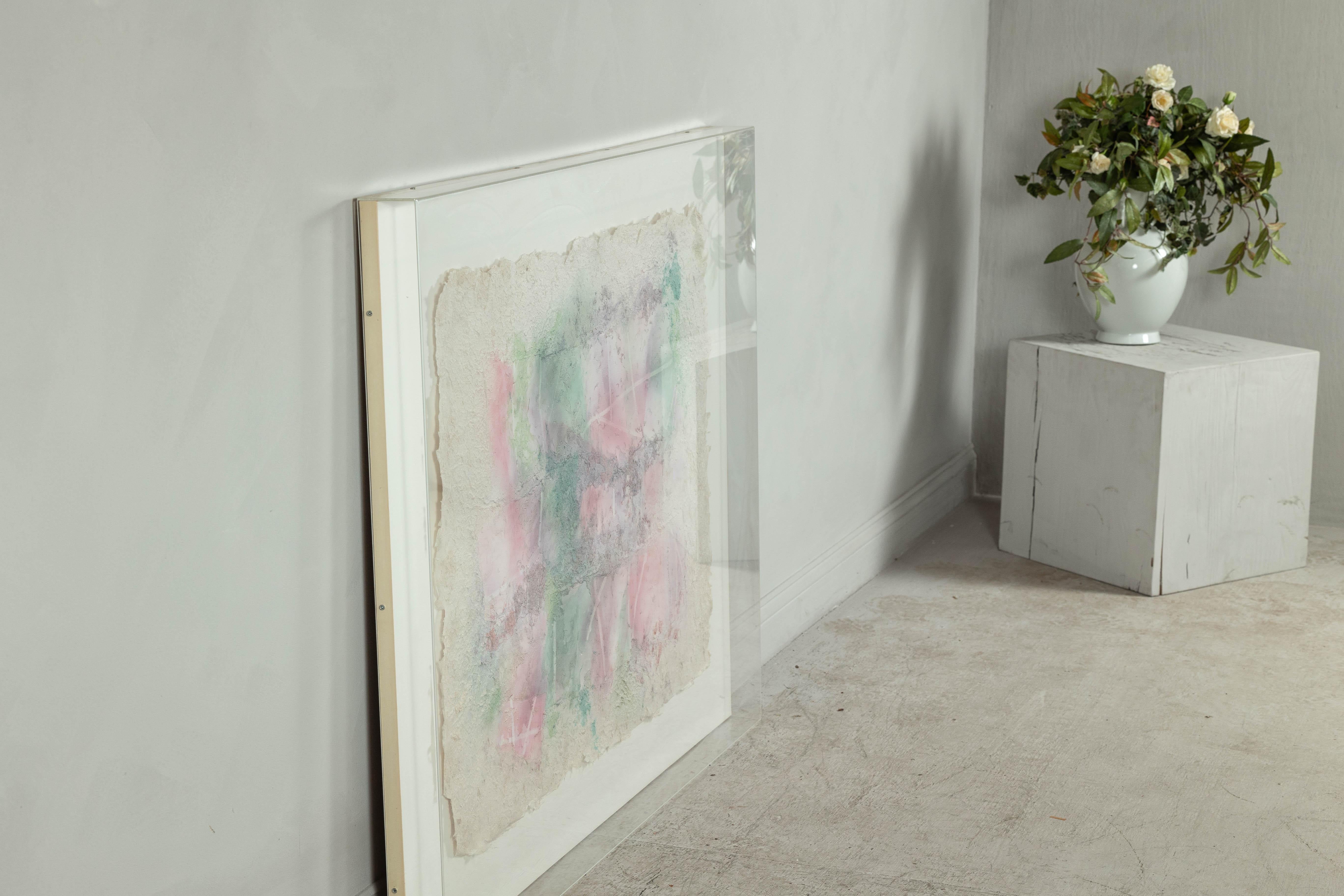 Ätherisches abstraktes Leanne Weissler-Gemälde in Lucite-Kastenrahmen, Pastelltöne, Leanne Weissler im Angebot 6