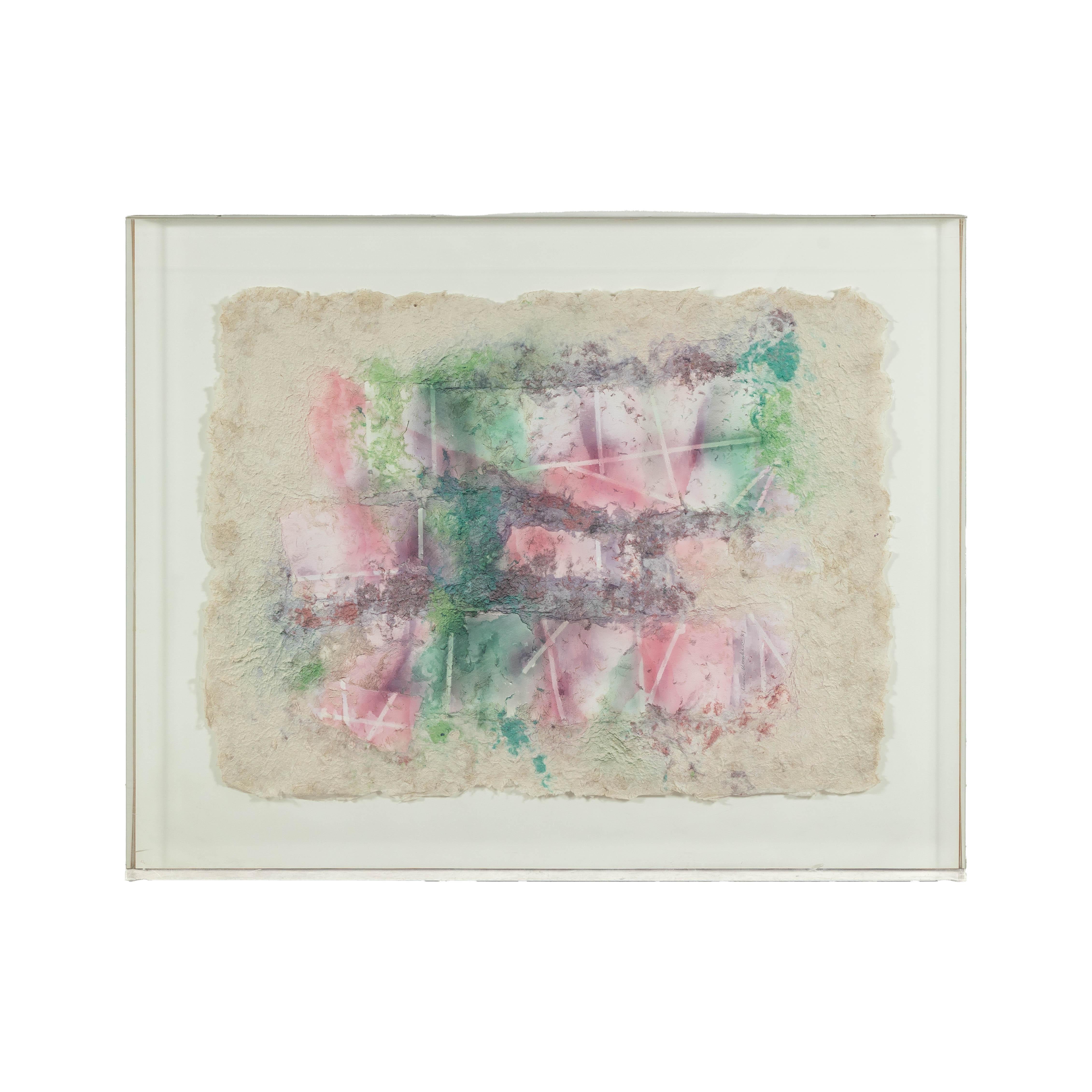 Ätherisches abstraktes Leanne Weissler-Gemälde in Lucite-Kastenrahmen, Pastelltöne, Leanne Weissler im Angebot 8