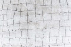 Ethereal Light Gray Abstract Modern Silk Rug "Crocodile" by Doris Leslie Blau