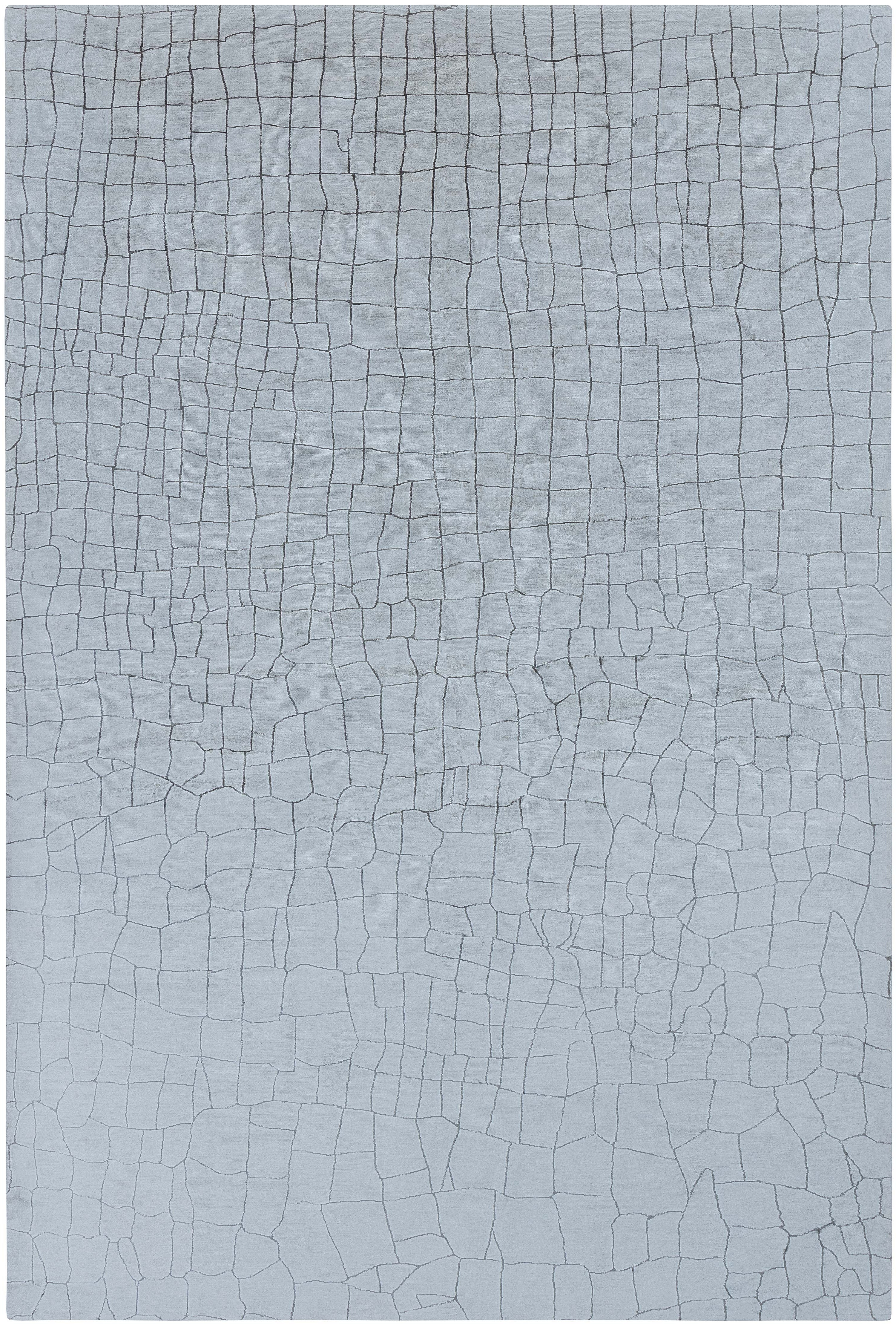 Ethereal Light Gray Abstract Modern Silk Rug "Crocodile" by Doris Leslie Blau For Sale
