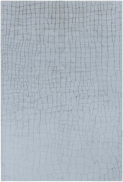 Ethereal Light Gray Abstract Modern Silk Rug "Crocodile" by Doris Leslie Blau