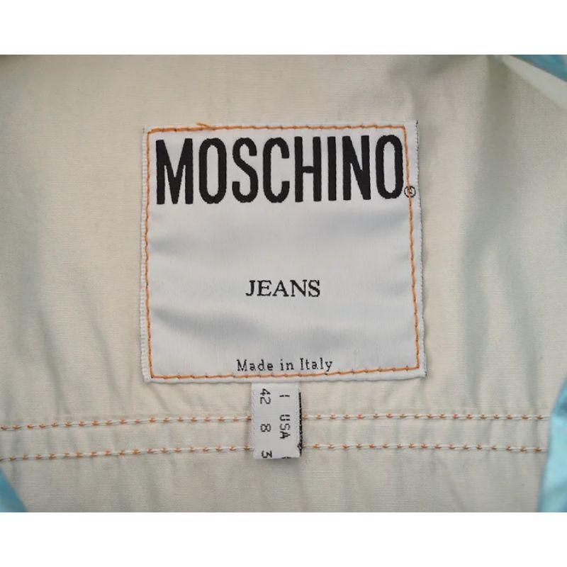 Women's Ethereal Moschino y2k Shiny Blue Lame Metallic Cotton Jacket For Sale