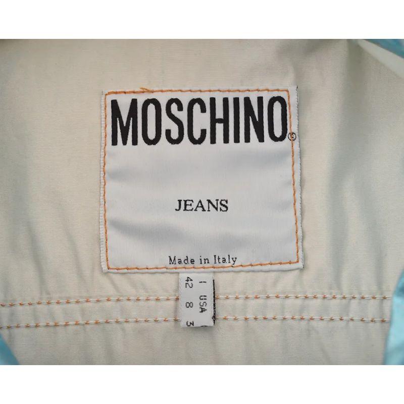 Women's Ethereal Moschino y2k Shiny Blue Lame Metallic Cotton Jacket For Sale