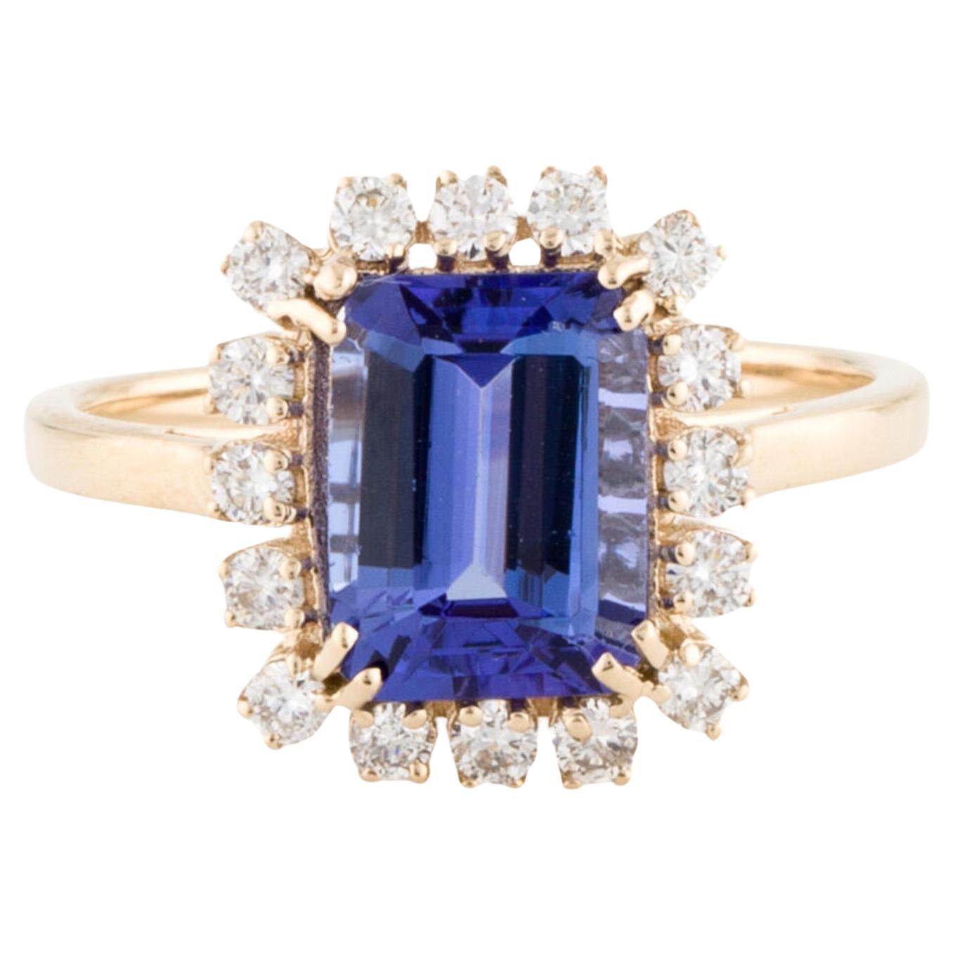 14K Tanzanite & Diamond Cocktail Ring 2.32ctw - Size 6.75 - Elegant Jewelry For Sale