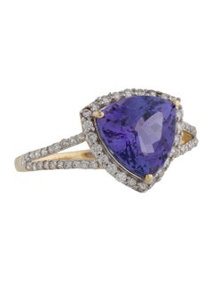 Luxuriöser 14K Tansanit & Diamant-Cocktailring, Größe 7,25 - Statement-Schmuck