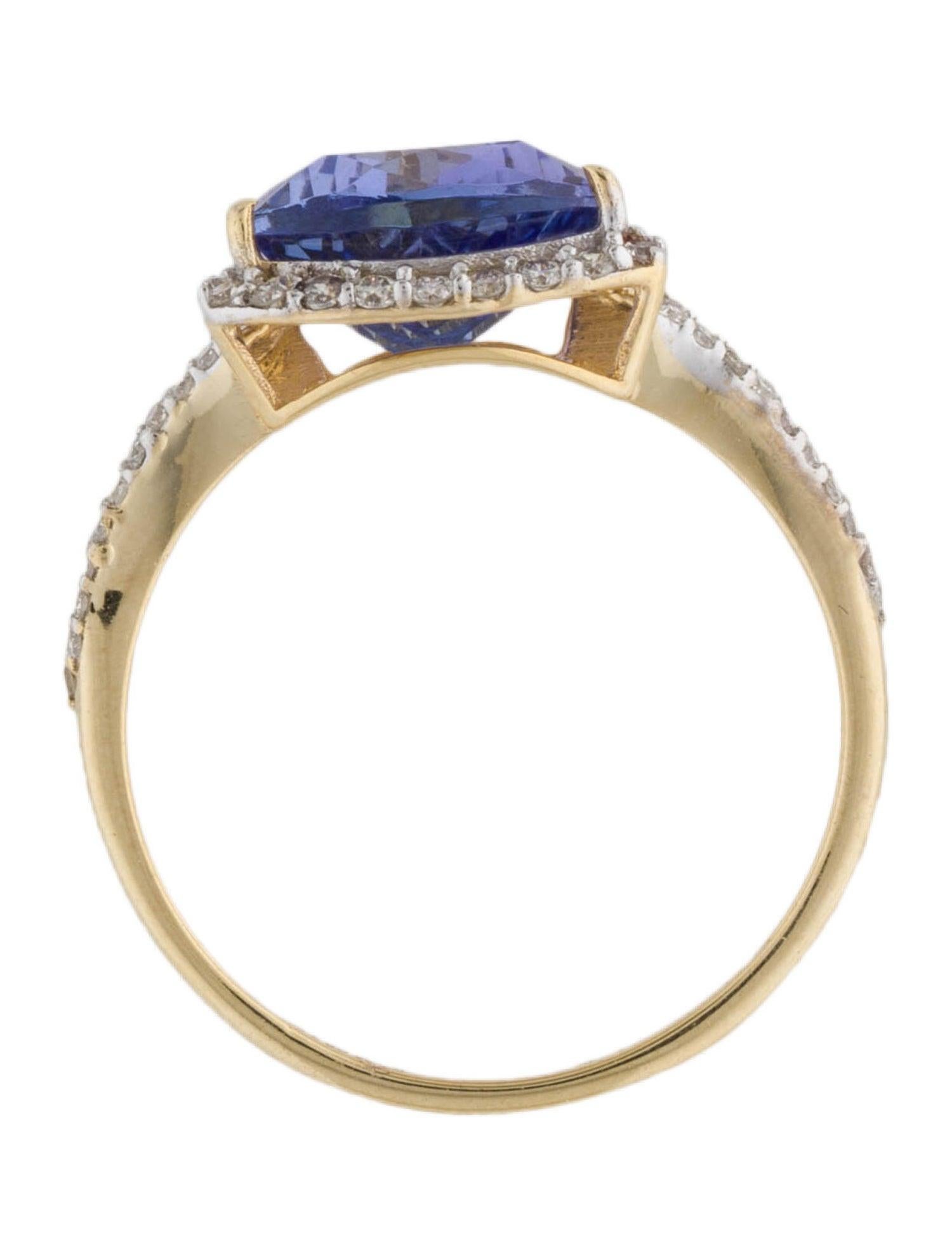 Luxurious 14K Tanzanite & Diamond Cocktail Ring, Size 7.25 - Statement Jewelry In New Condition For Sale In Holtsville, NY