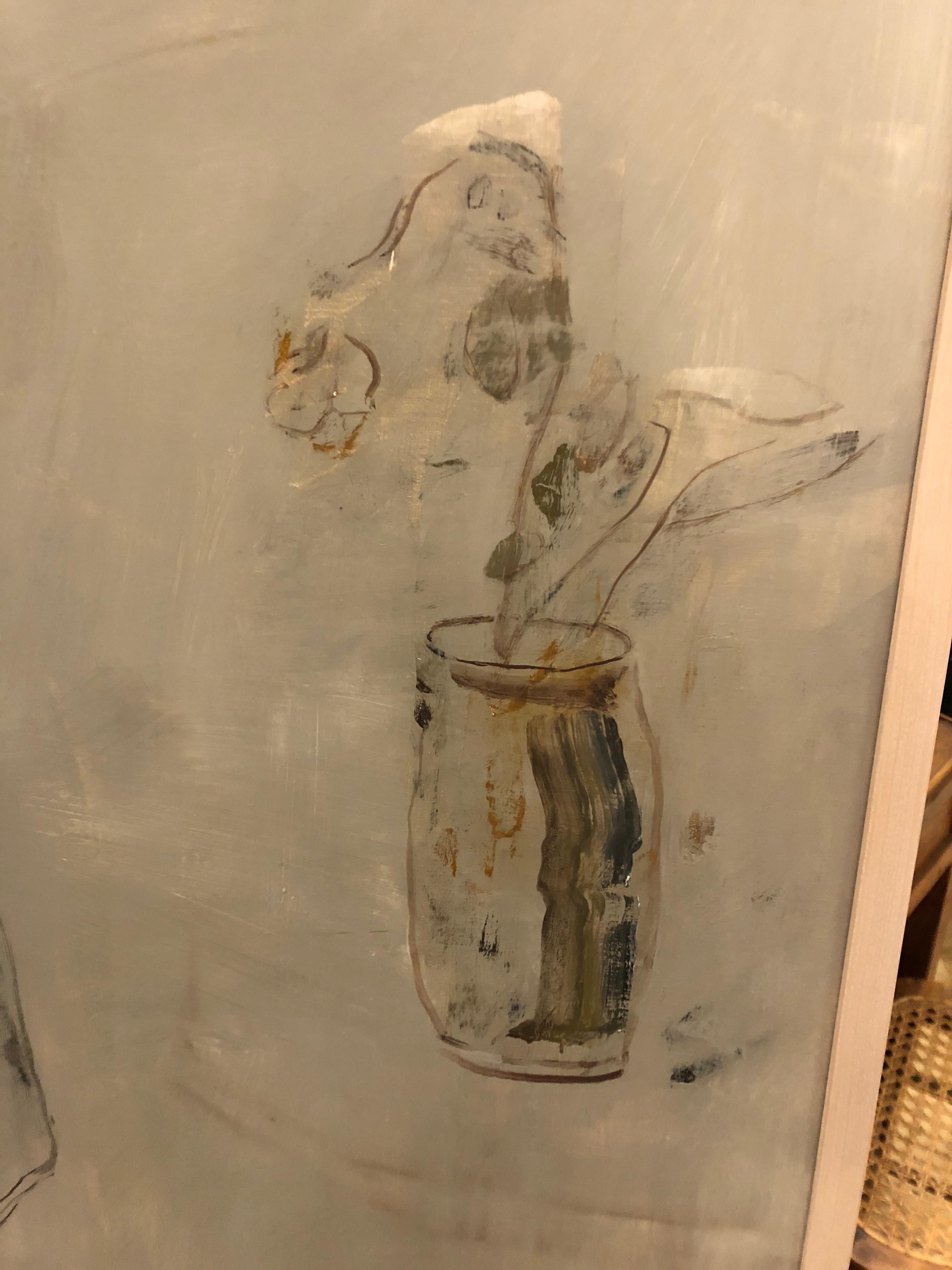 Ethereal Nude Painting by Phillipe Vasseur in Greys In Excellent Condition In Hopewell, NJ