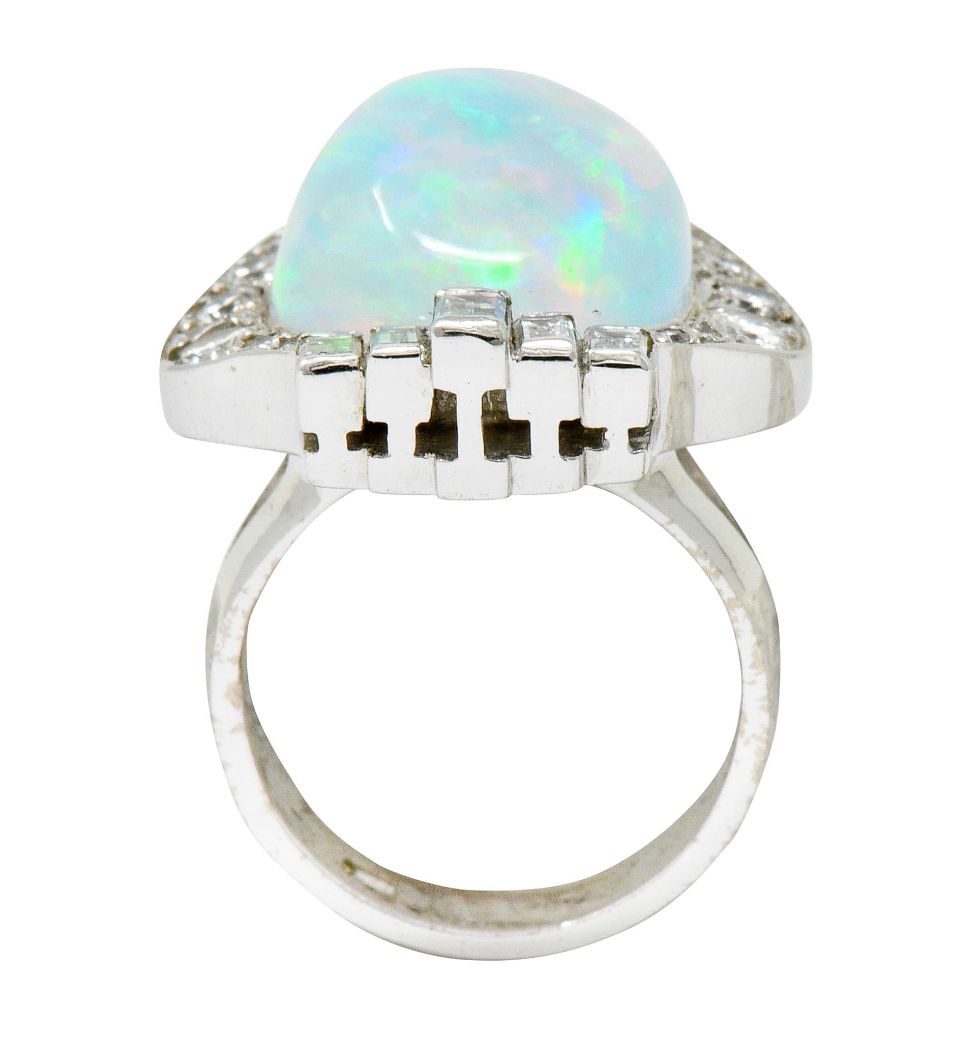 Ethereal Opal Cabochon Diamond 14 Karat White Gold Cocktail Ring 3