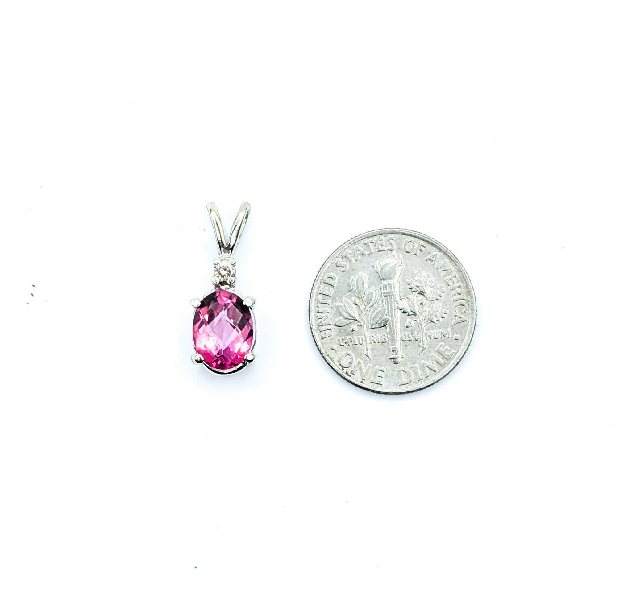 Ätherischer Pink Topas- und Diamant-Anhänger aus 10K Weißgold im Angebot 1